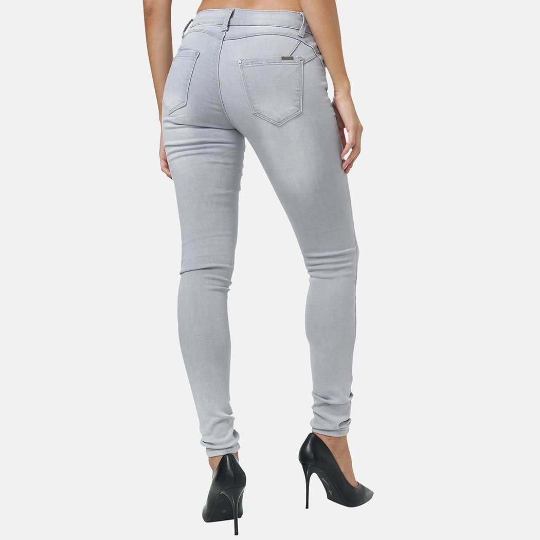 Damen Elara Stretch Elara Grau Up Hose Push Slim-fit-Jeans Jeans (1-tlg)