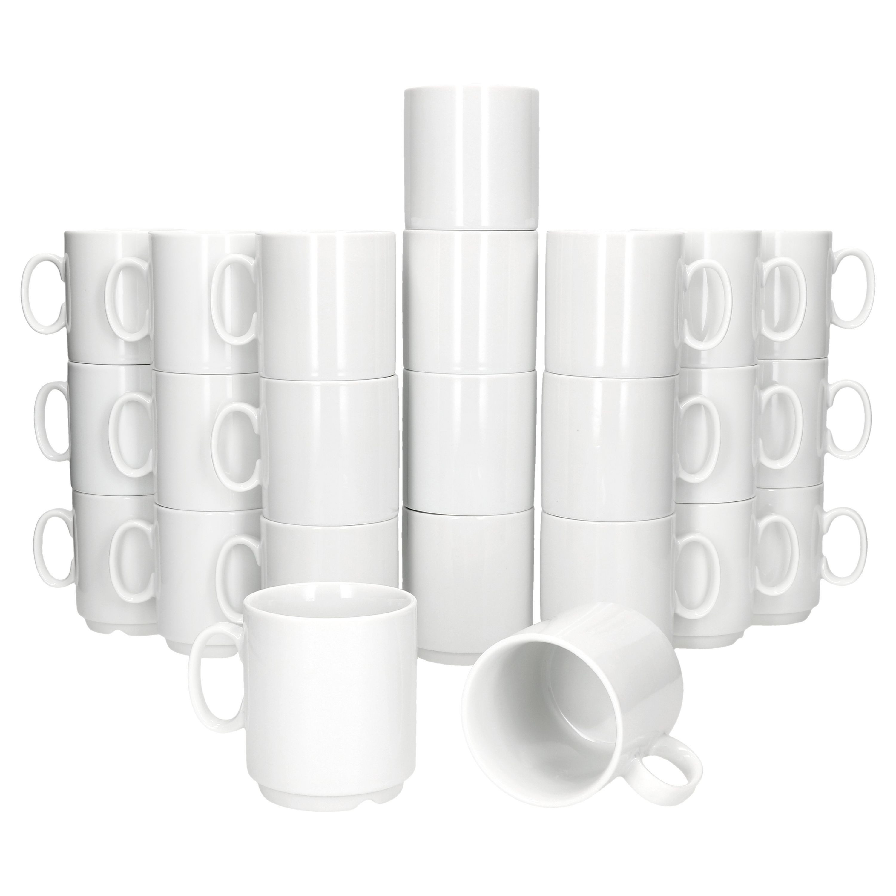 MamboCat Becher 24er Set Event Kaffeebecher 250ml weiß Porzellan-Tassen stapelbar, Porzellan – Bild 2 von 5