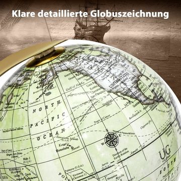 COSTWAY Globus, Antiker Globus drehbar mit Metallfuß, Ø13 cm x 31,5 cm