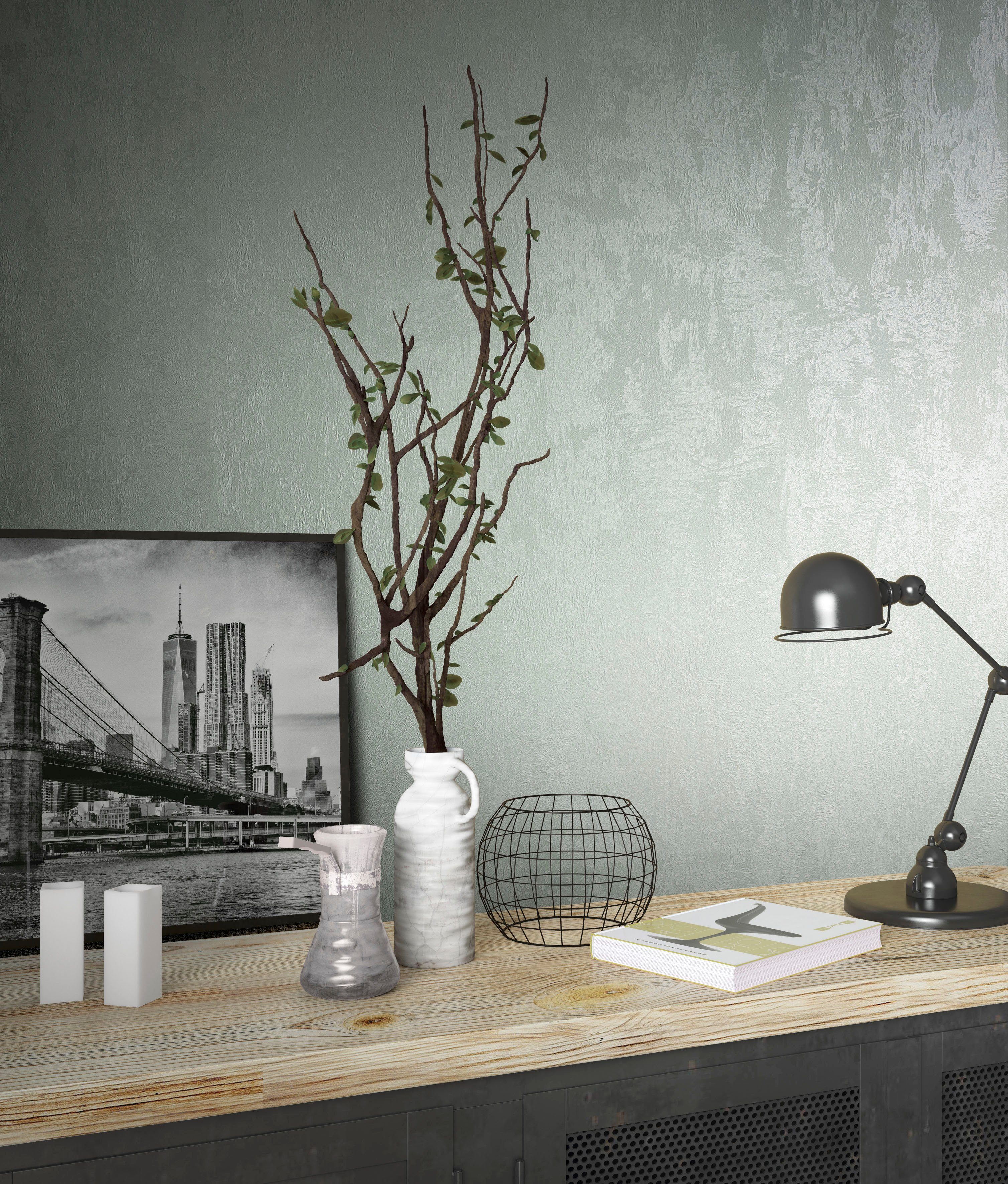 Marburg Vliestapete Concrete, strukturiert, glänzend, moderne Tapete für Wohnzimmer Schlafzimmer Küche