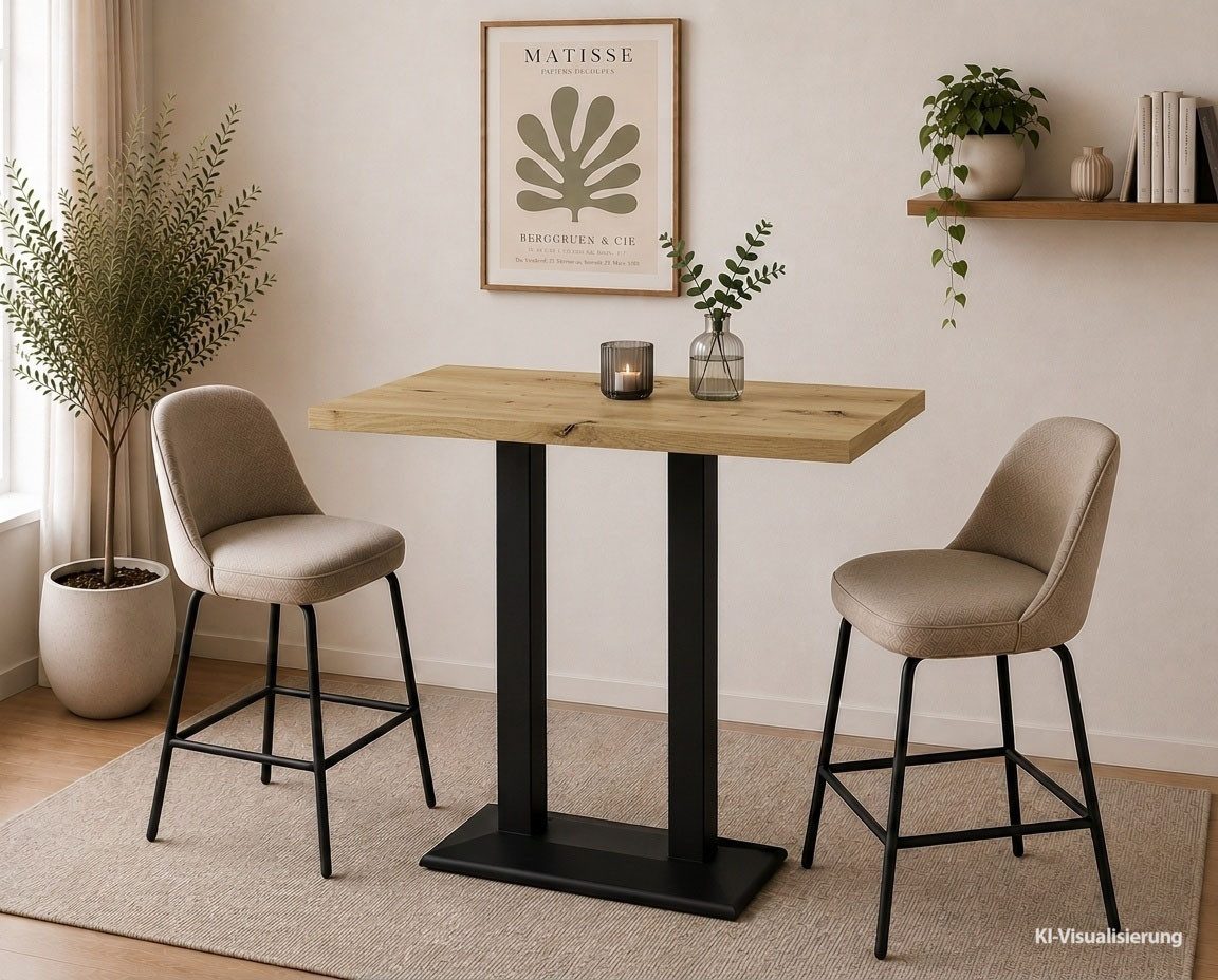 Mäusbacher Bistrotisch Big Bistro Metall, Doppelsäulengestell, eckige Platte BHT 120x105x70 cm