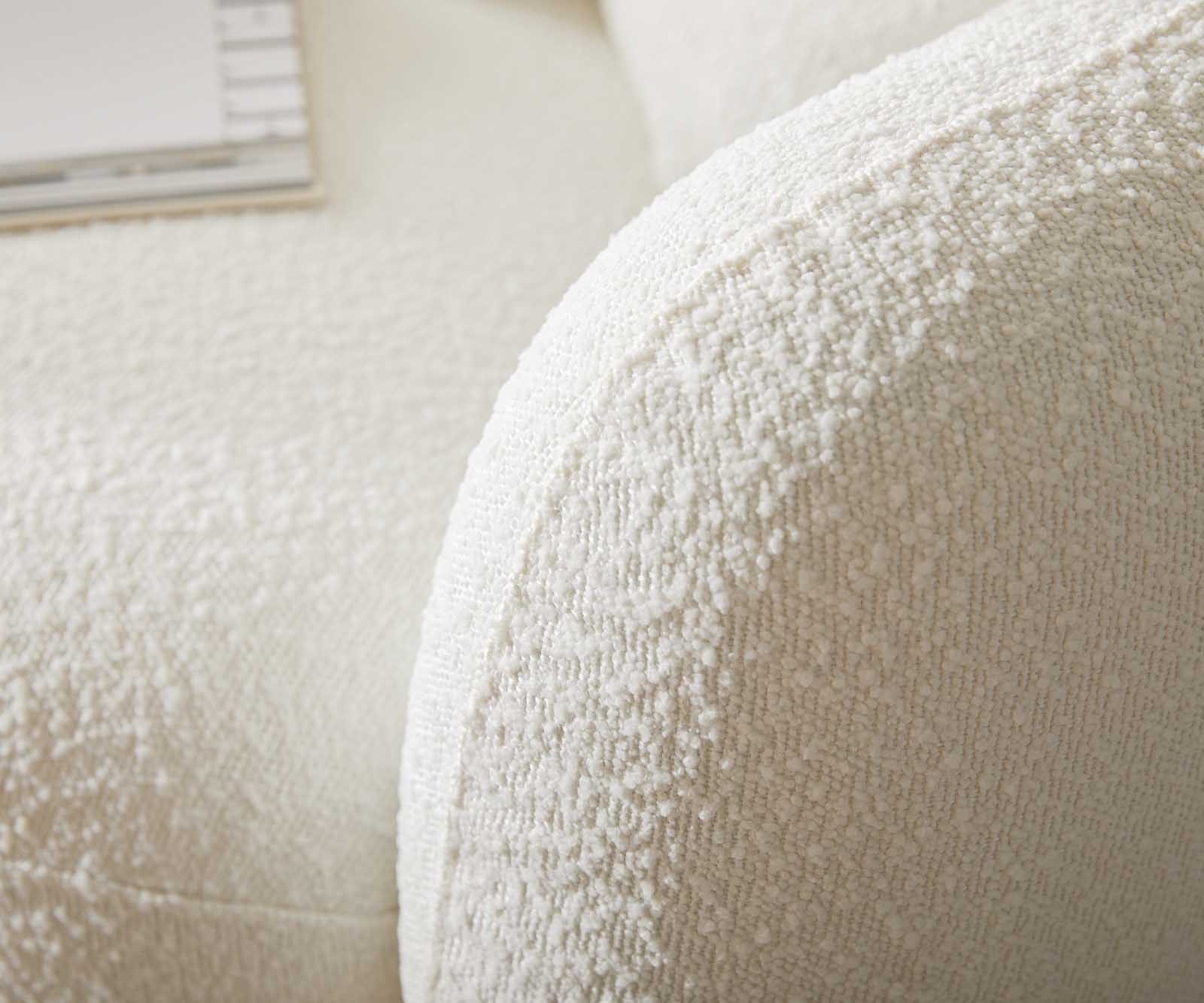 DELIFE 3-Sitzer Larna, Bouclé Creme-Weiß 260x120 cm 3-Sitzer