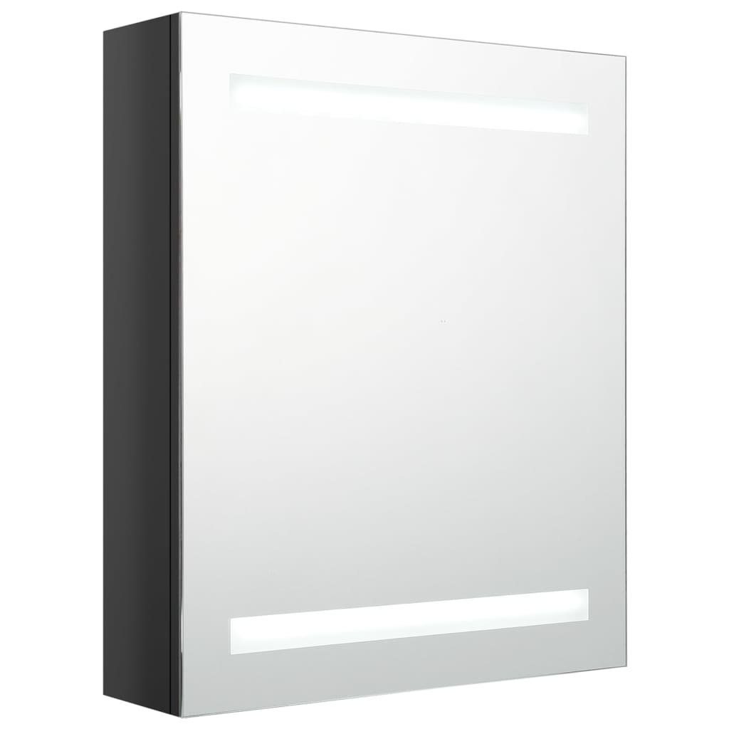 Schwarz vidaXL LED-Bad-Spiegelschrank cm 50x14x60 Badezimmerspiegelschrank Hochglanz-Schwarz (1-St) Glänzendes