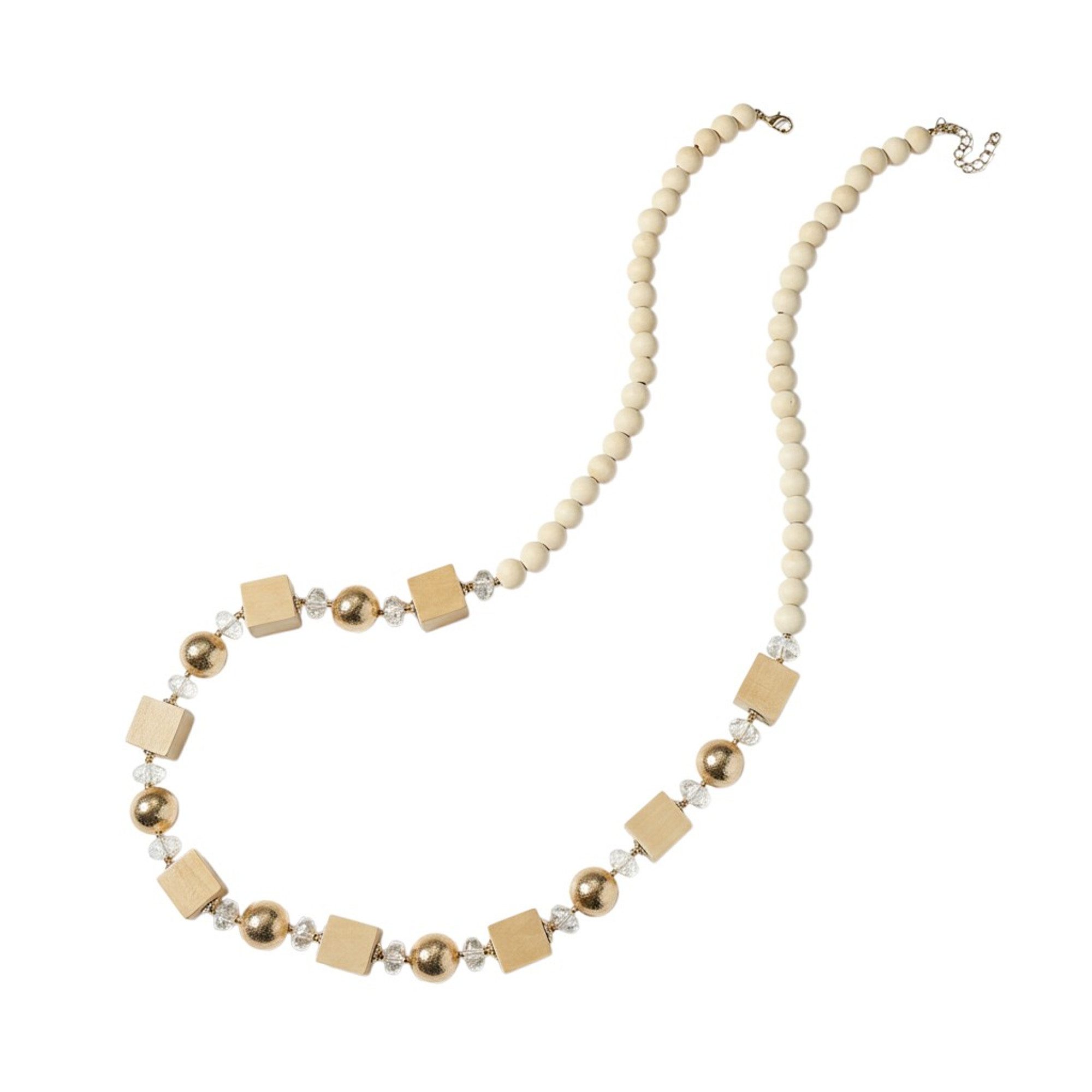 KARMA Lange Kette Longkette Holz & Legierung 98+7 cm (Wickelkette Damenschmuck, Damenkette Holzwürfel), Boho Lagenlook Style Damen