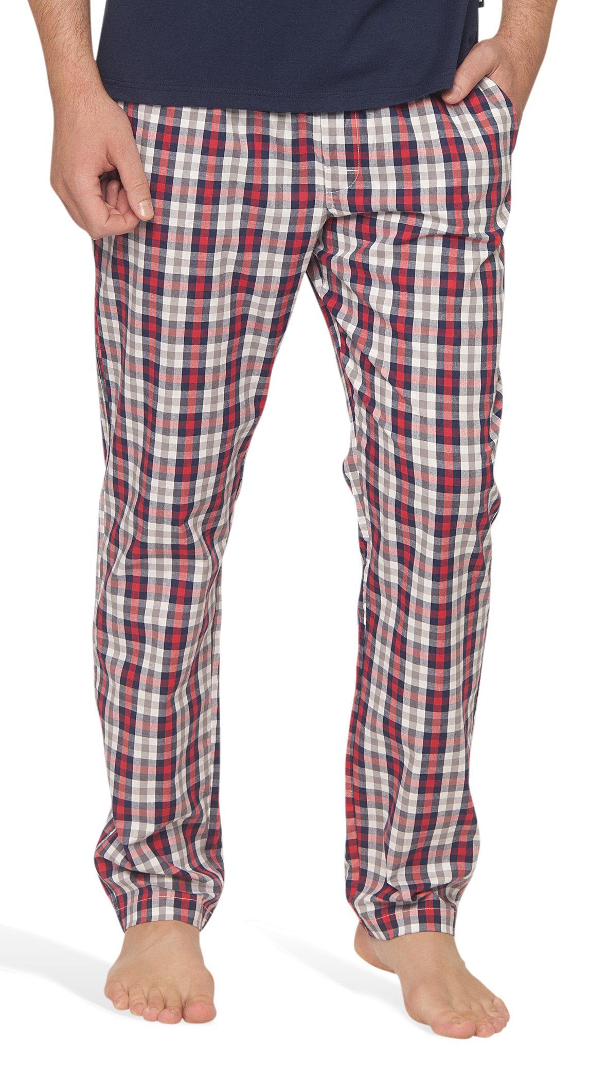 Moonline Schlafhose Herren Webhose Freizeithose Loungewear aus 100% Baumwolle