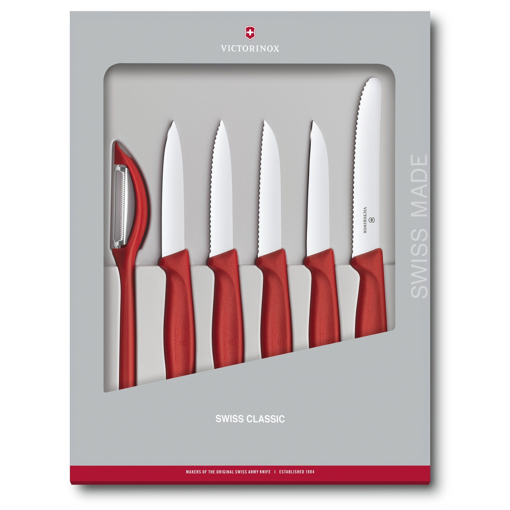 Victorinox Messer-Set Swiss Classic Gemüsemesser-Set, 6-teilig rot