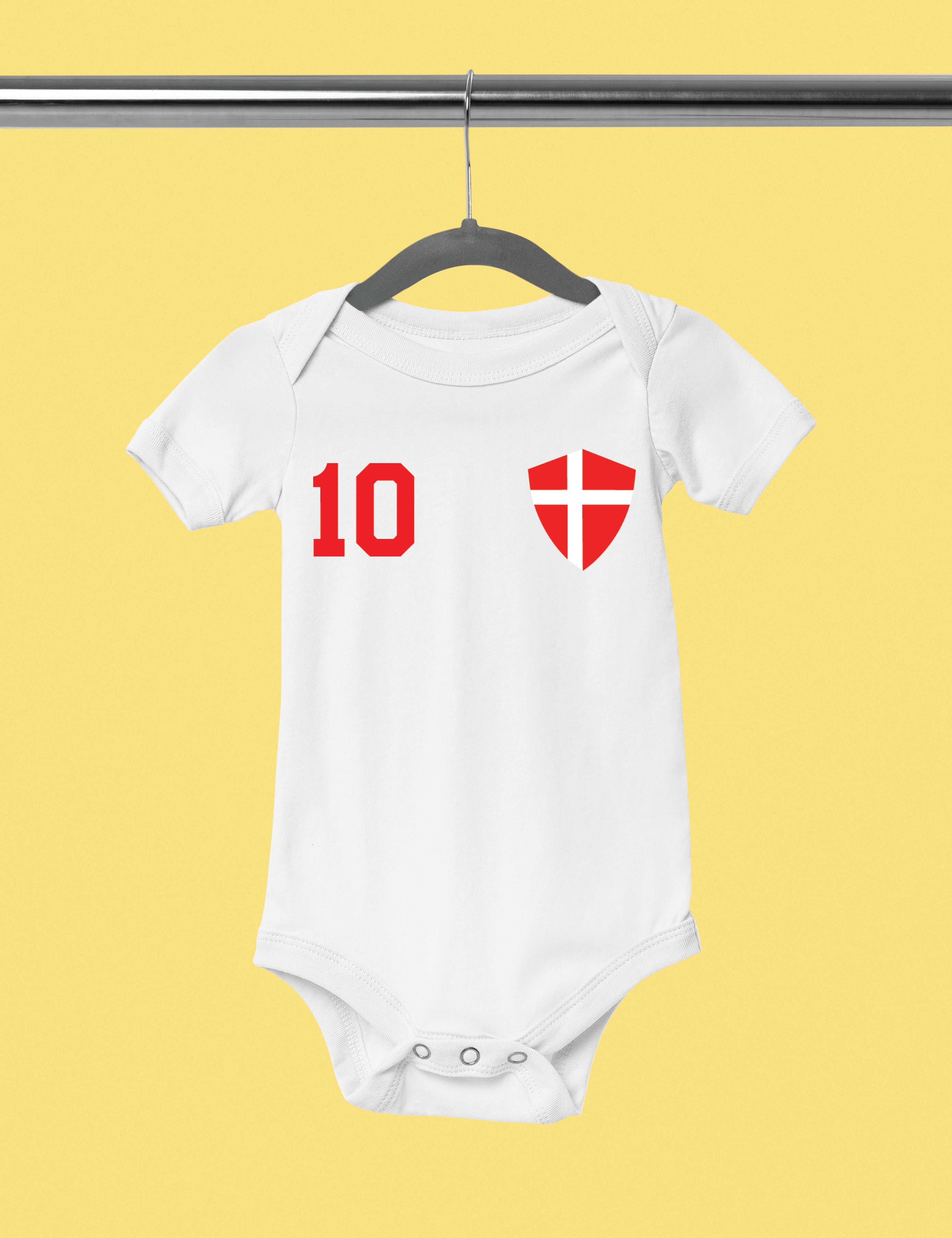 Youth Designz Kurzarmbody Dänemark Fußball Kinder Baby Body Strampler Geschenk mit modischen Aufdruck für Jungen und Mädchen