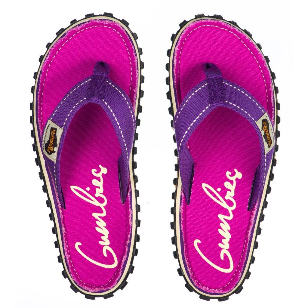 Gumbies Original in Purple Signed T-Strap-Zehentrenner aus recycelten Materialien hergestellt, stabile Gummisole