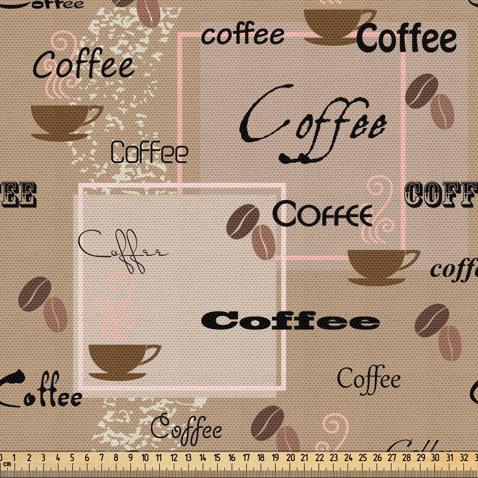 Abakuhaus Stoff Schön Gewebten Stoff für Polster und Wohnaccessoires, Kaffee Coffee Beans Typography