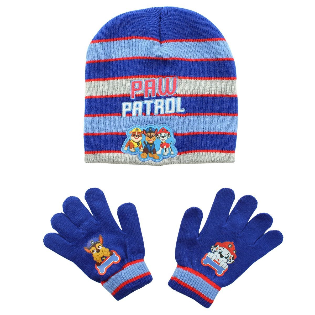 PAW PATROL Jerseymütze Paw Patrol Chase Kinder 2tlg Set Winter Mütze plus Handschuhe Gr.54