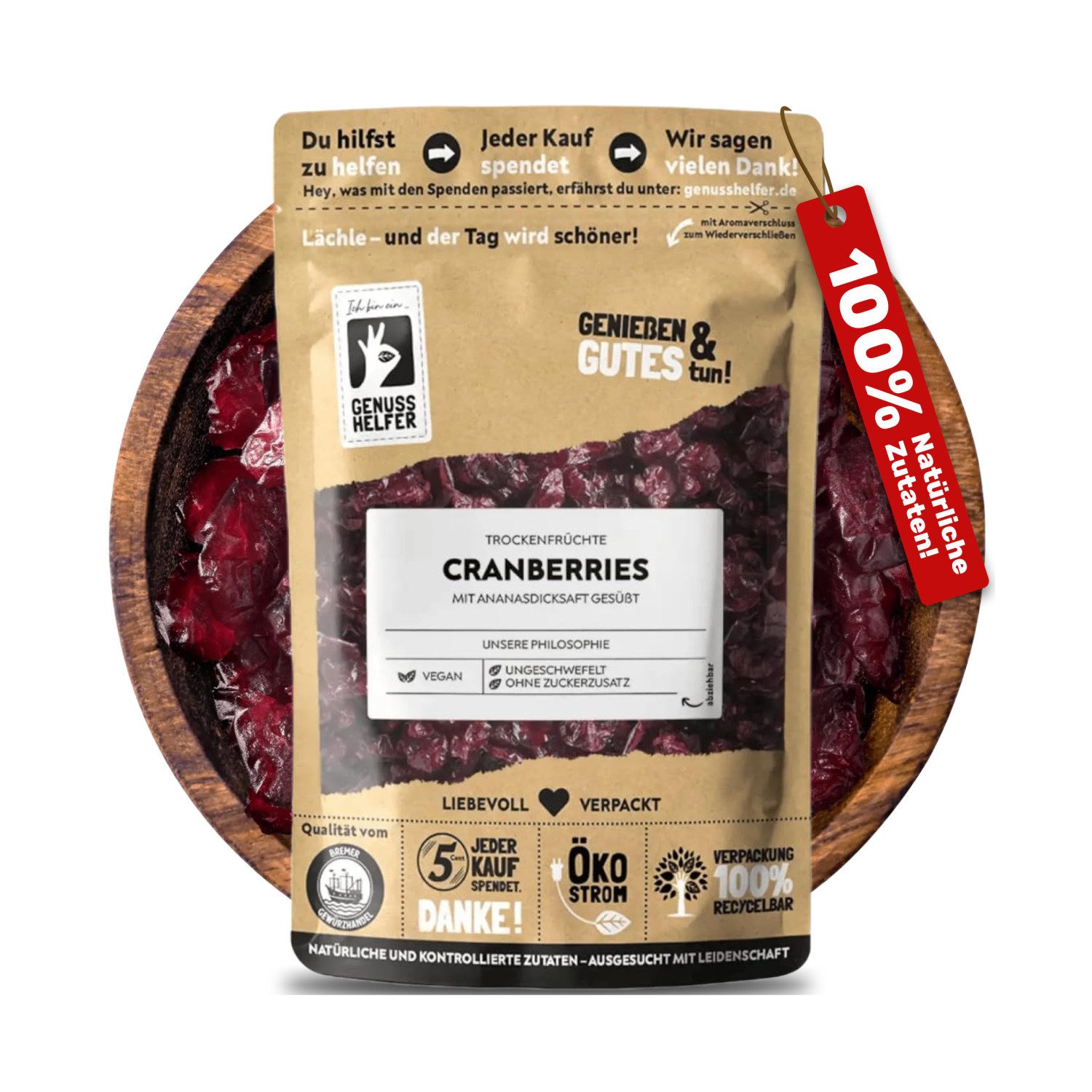 Bremer Gewürzhandel Trockenfrüchte Cranberries, getrocknet, mit Ananasdicksaft gesüßt, 180 g