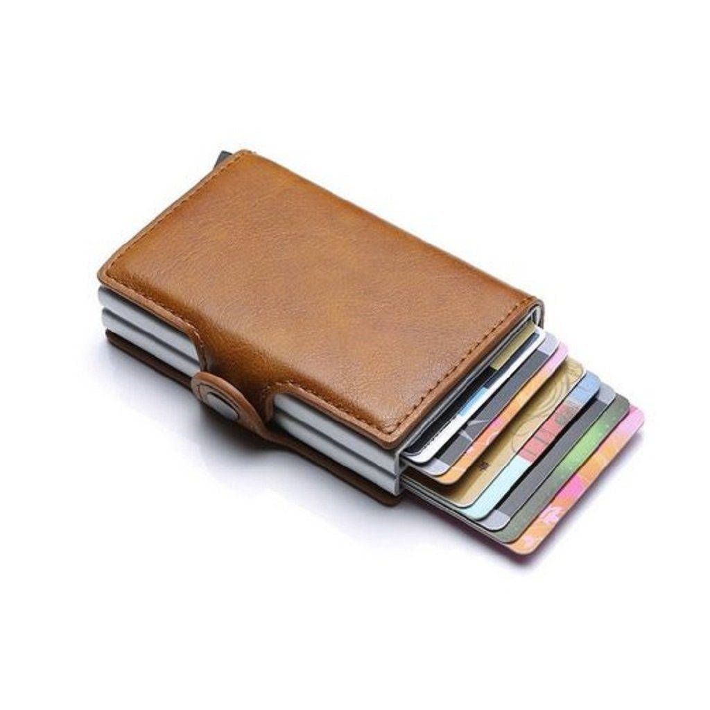 DOPWii Geldbörse, mit Braun Kartenetui Leder Herren Mini RFID-Schutz Geldbörse und Geldbörsen,