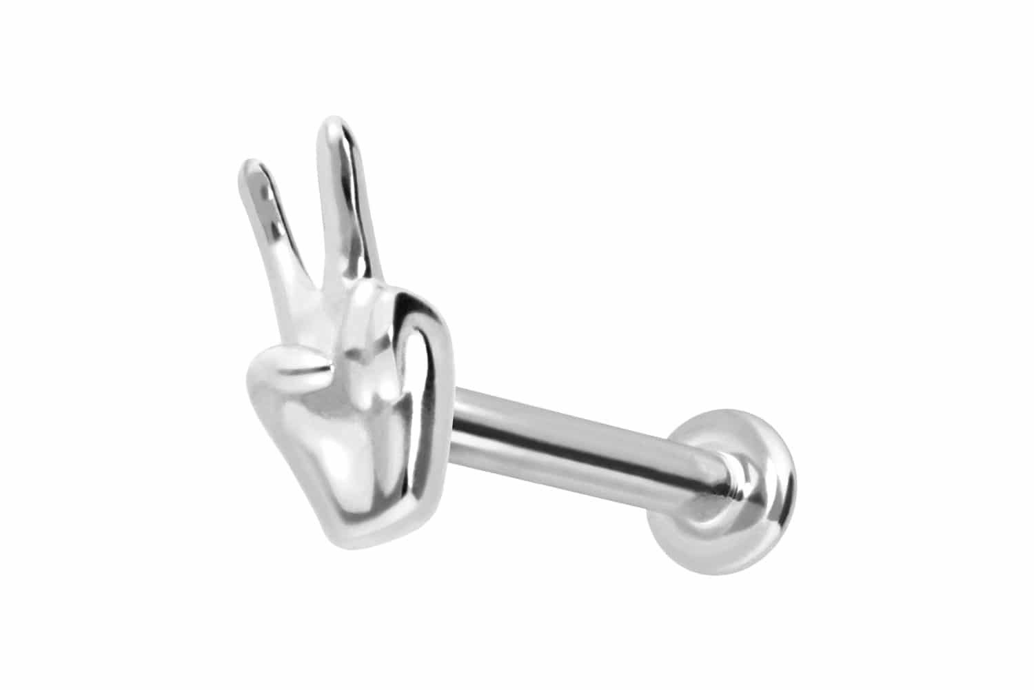 PIERCINGLINE Piercing-Set 14 Karat Gold Labret mit Innengewinde PEACE-ZEICHEN (Labrets, 1-tlg)