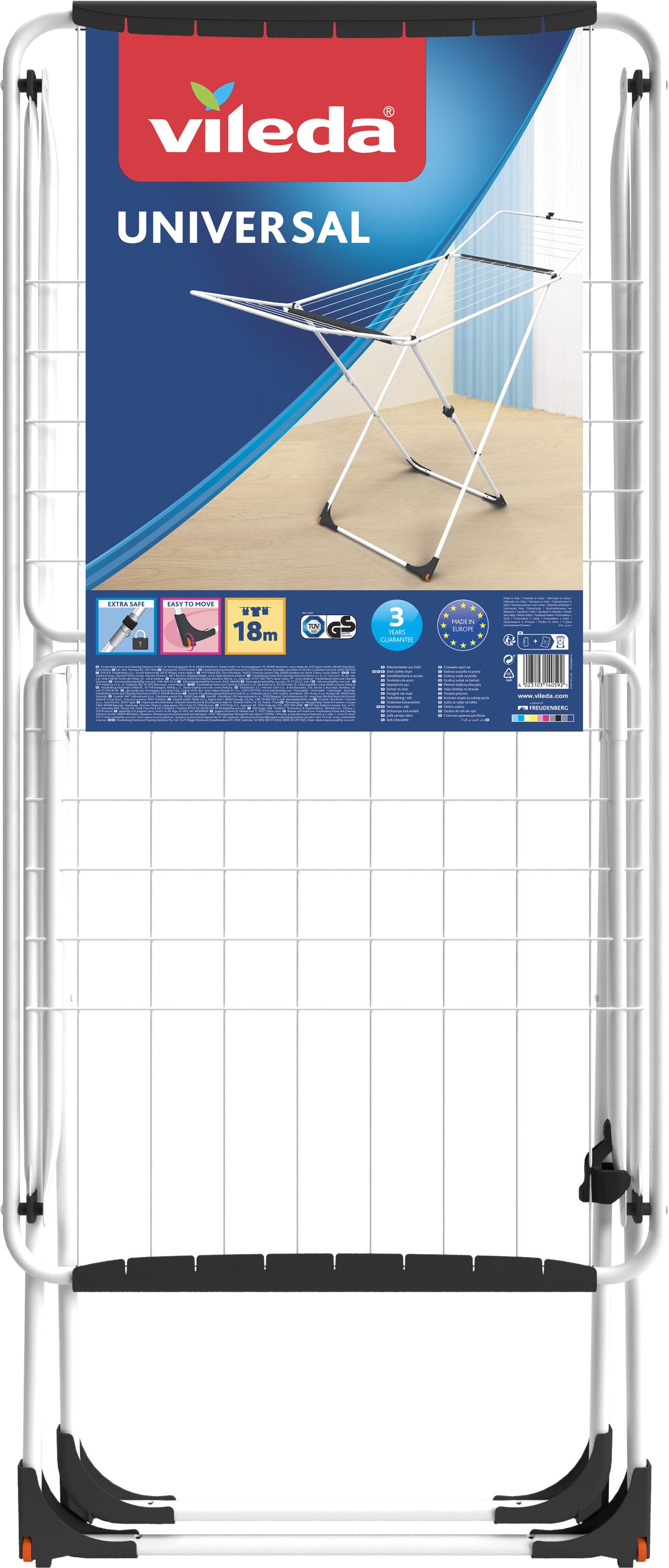 Vileda Wäscheständer Vileda UNIVERSAL Wäscheständer, Gekreuztes Untergestell für leichten Auf- und Abbau