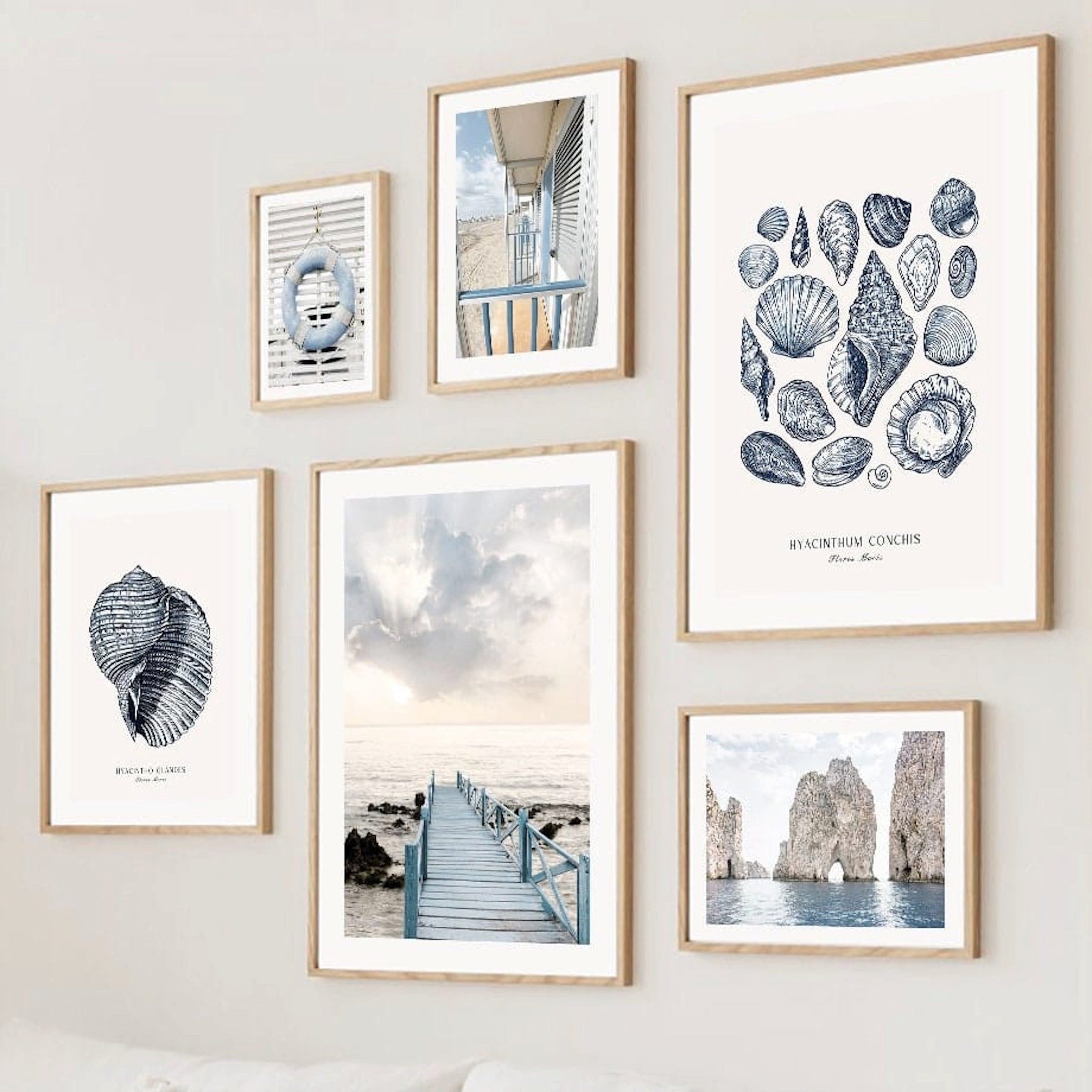 JUSTGOODMOOD Poster Strand Hütte Muscheln Korallen Ozean Meer als Deko Print ohne Rahmen B, B (1 St)