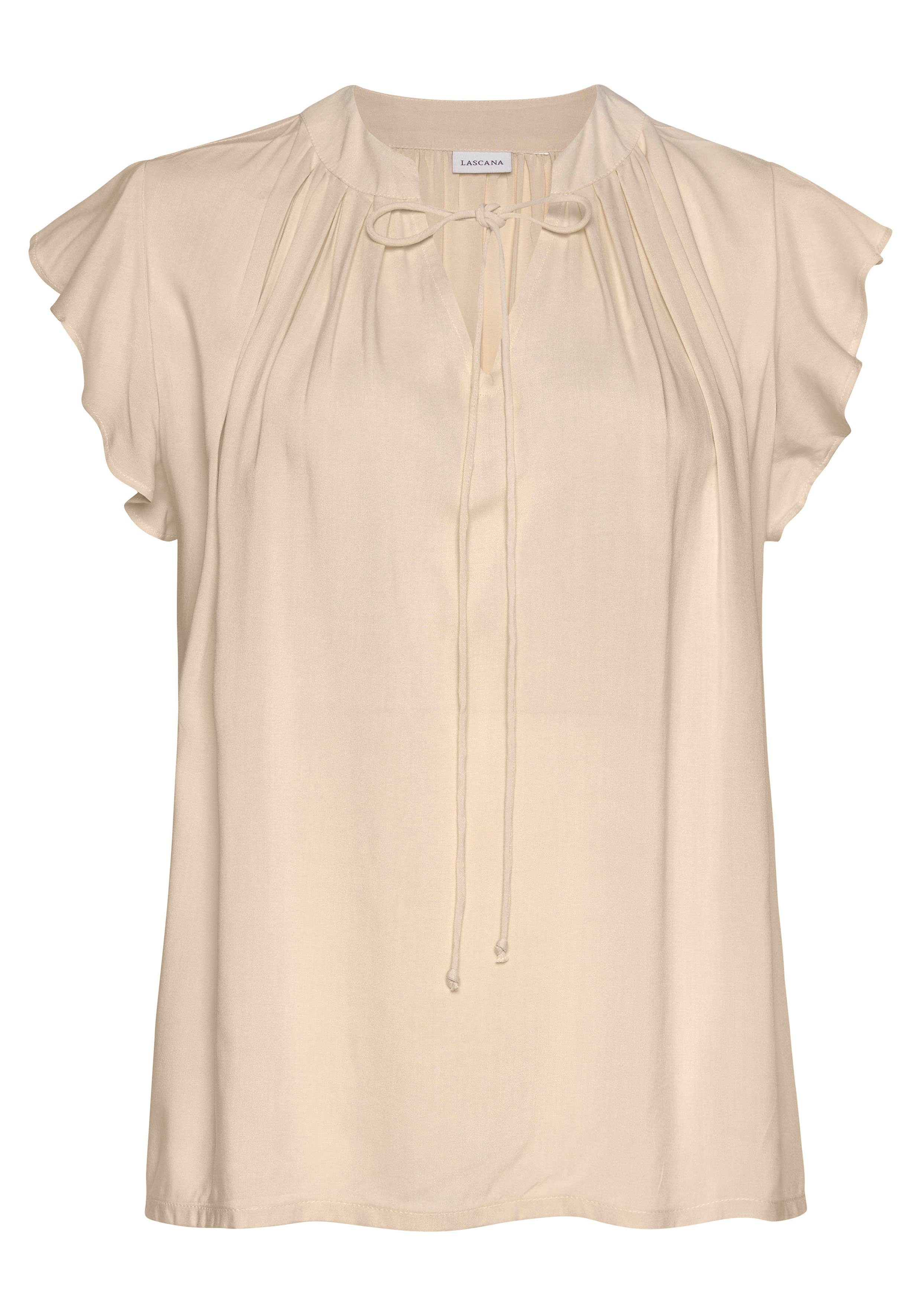 LASCANA Schlupfbluse mit Rüschenärmeln, Kurzarmbluse, elegant