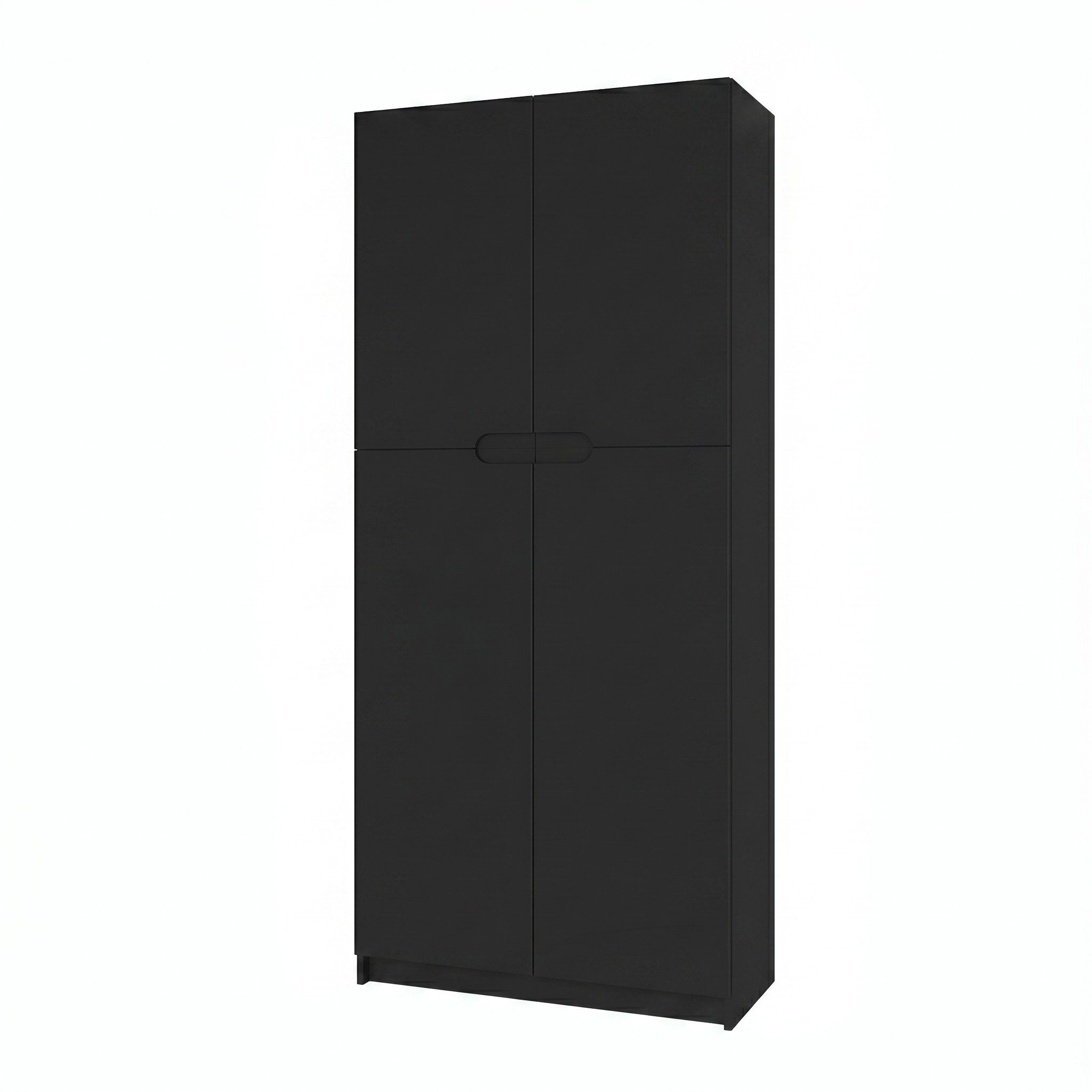 Vladon Aktenschrank Logan (Aktenschrank, mit 5 Fächern und 4 Türen) Schwarz matt/Schwarz matt (82 x 184 x 37 cm)