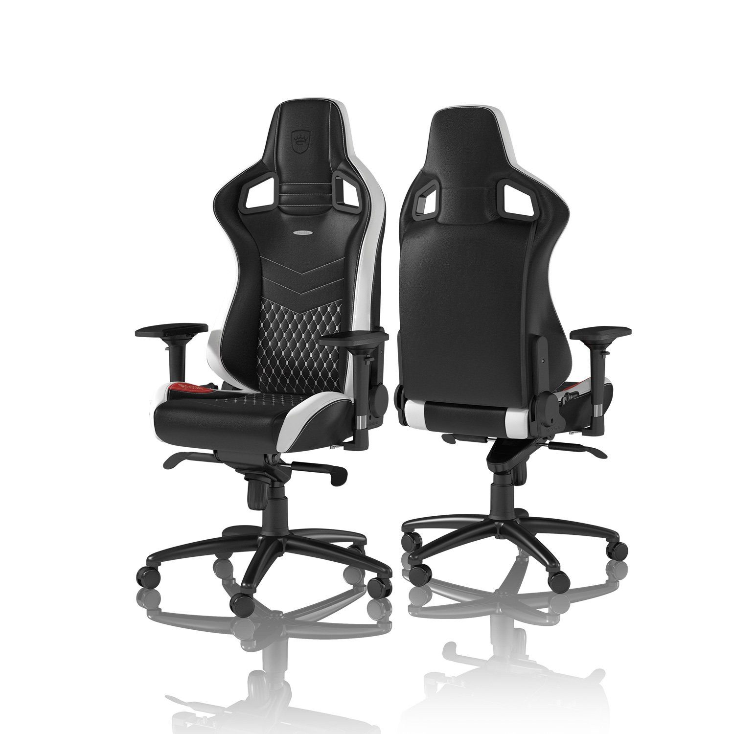 Noblechairs Gaming-Stuhl noblechairs EPIC Echtleder Gaming Stuhl - schwarz/weiß/rot