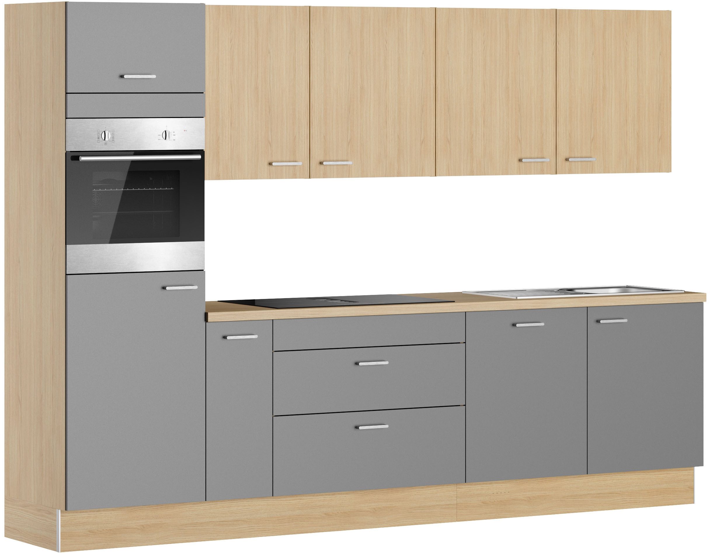 KOCHSTATION Küchenzeile KS-Lucy, Breite 300 cm, Soft-Close, inkl. Zubehör, wahlweise mit E-Geräten