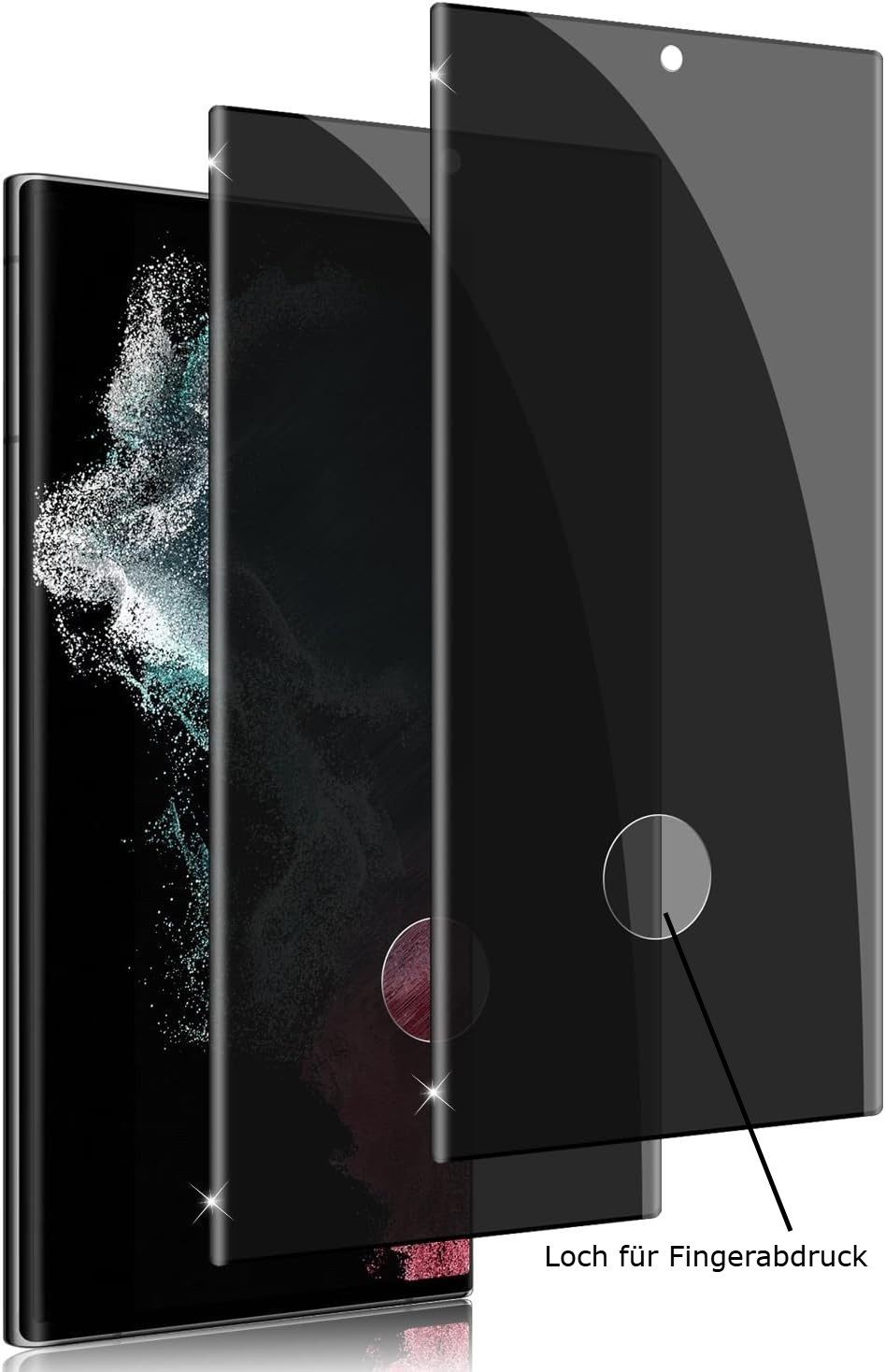 Baker Sichtschutzfolie 2x Panzerglas Blickschutz Samsung Galaxy S22 S23 S24 S25 Ultra Plus, (2 Pack), Privacy Schutzglas Displayschutzfolie Schutzfolie