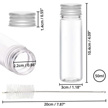 Kurtzy Flachmann Transparente Reagenzgläser - 25er Pack, 50 ml, Transparent Reagenzgläser - 25 Stück, 50 ml