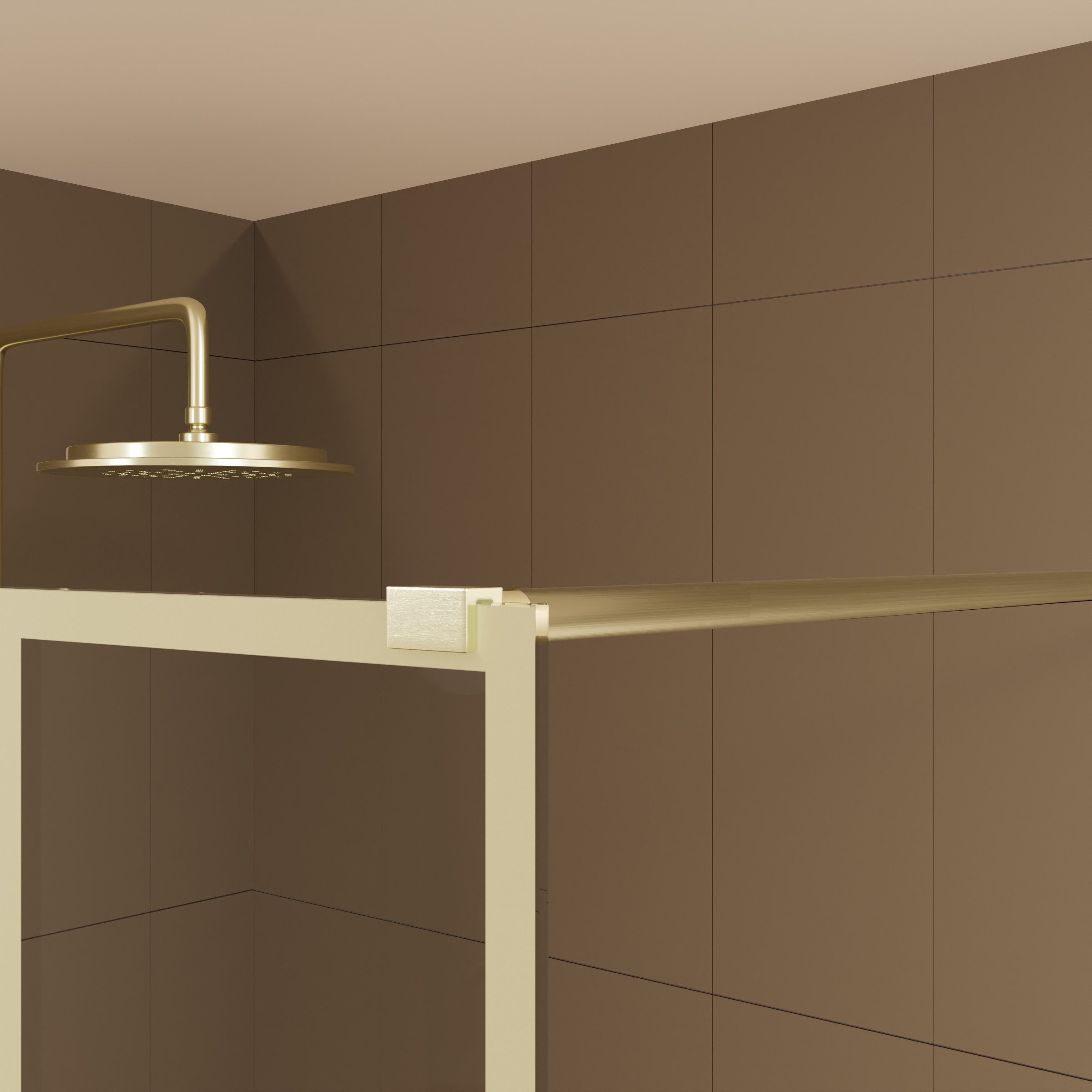 Marwell Walk-in-Dusche Bricks Gold, Einscheibensicherheitsglas, mit goldenen Siebdruck