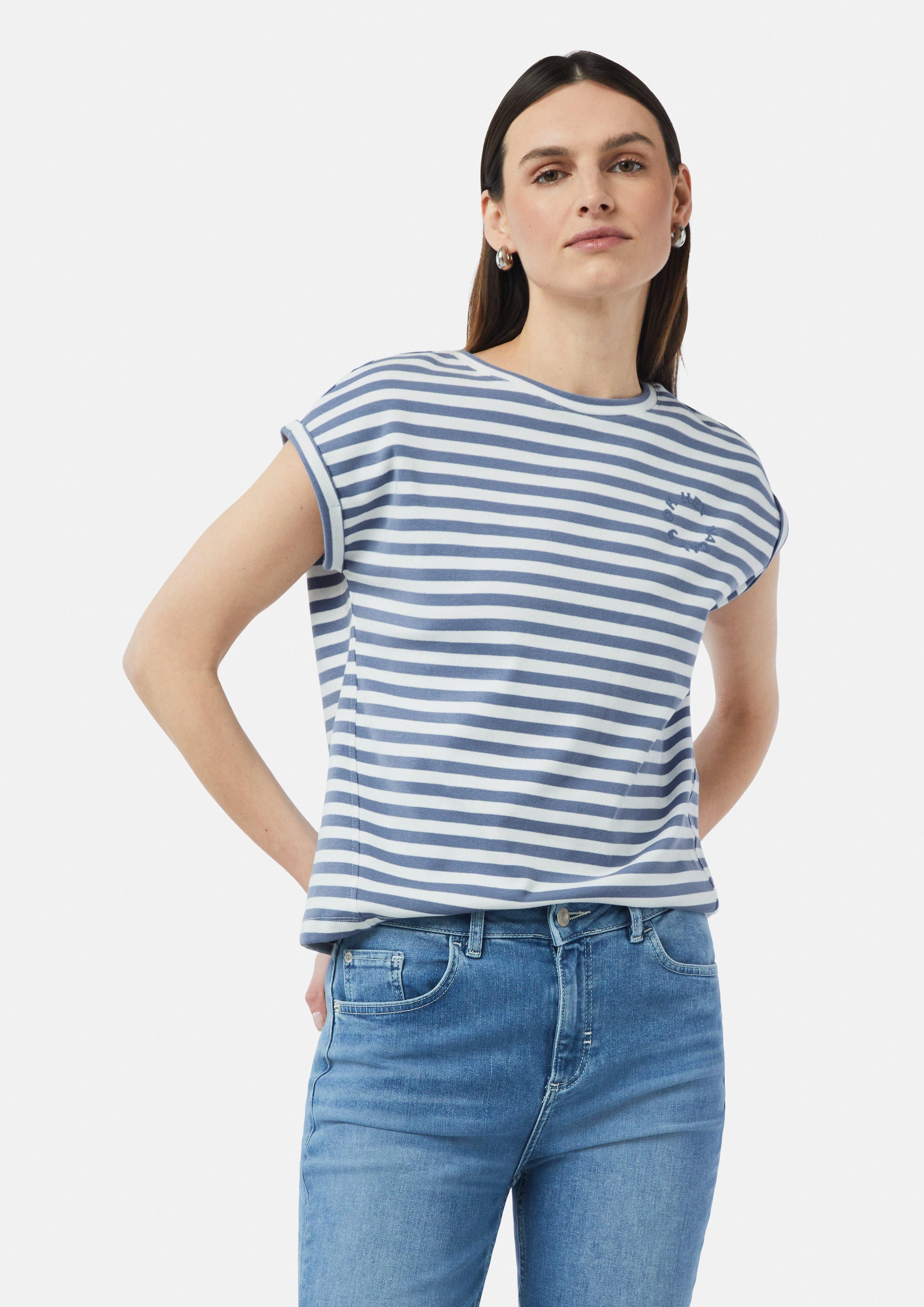 comma casual identity Shirttop Gestreiftes Baumwoll-T-Shirt günstig online kaufen