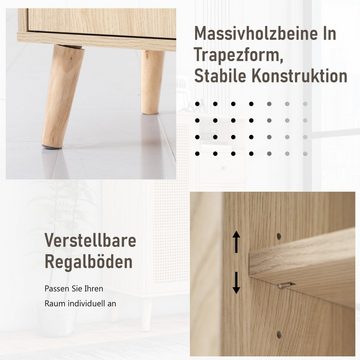 Merax Sideboard, mit Rattantüren und Schublade, Highboard, Kommode, Anrichte