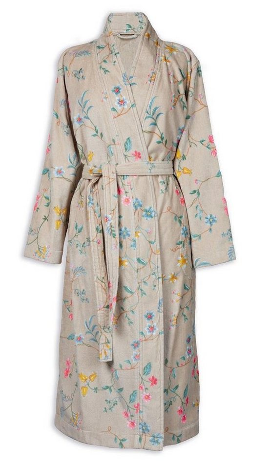 PiP Studio Bademantel Les Fleurs Bathrobe Khaki Xl Khaki 100% Cotton, terry  velour, 380, Bademantel Damen und Herren Morgenmantel Frottee