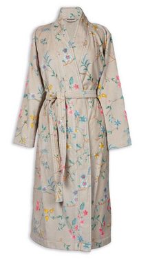 PiP Studio Bademantel Les Fleurs Bathrobe Khaki Xxl Khaki 100% Cotton, terry velour, 38, Bademantel Damen und Herren Morgenmantel Frottee