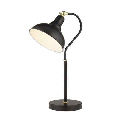 Licht-Erlebnisse Schreibtischlampe ANDREA, ohne Leuchtmittel, Schwarz E14 48 cm verstellbar Metall Vintage