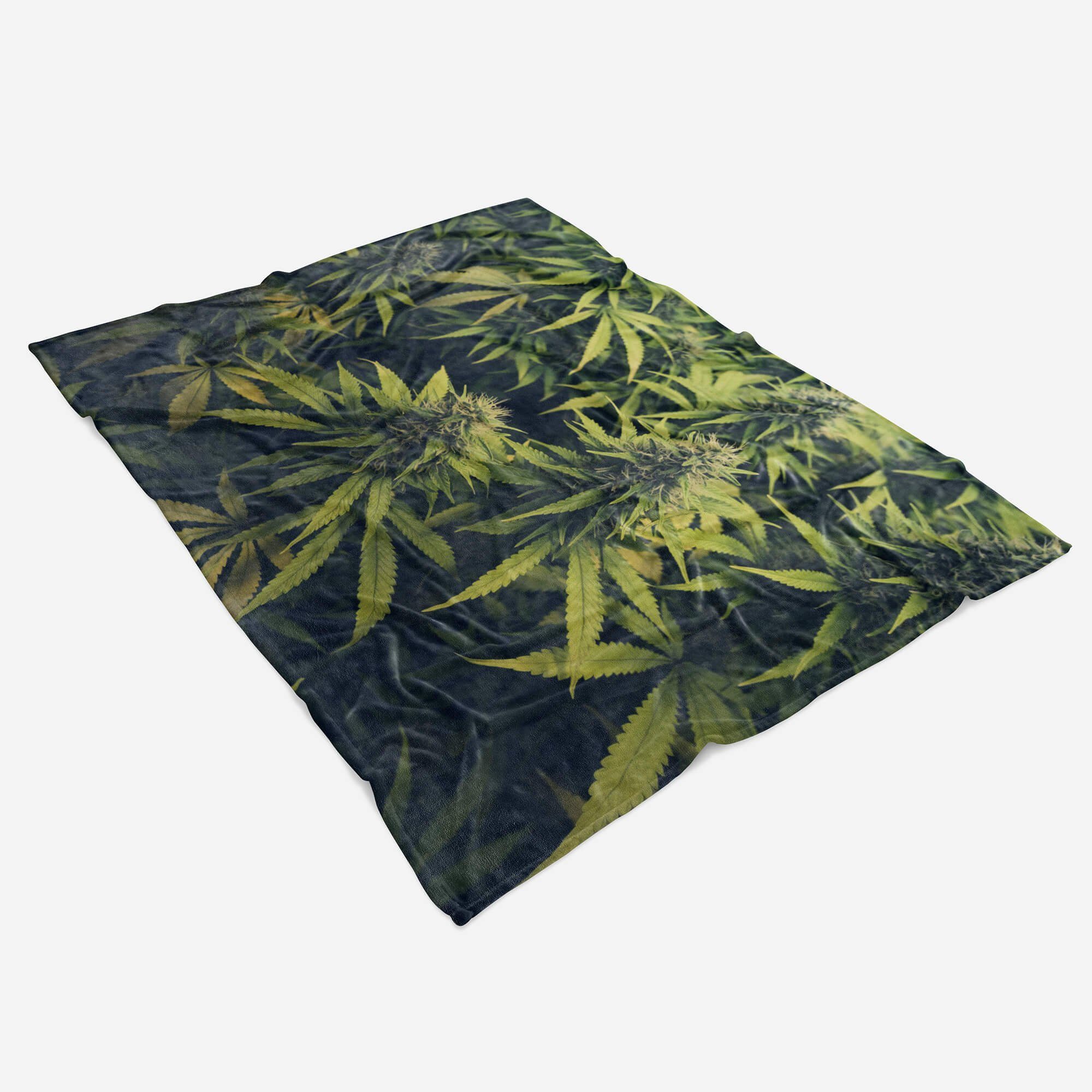 Art Hanf Cannabis Handtücher Kuscheldecke Fotomotiv Saunatuch mit Pfla, Strandhandtuch Handtuch Sinus (1-St), Baumwolle-Polyester-Mix Handtuch