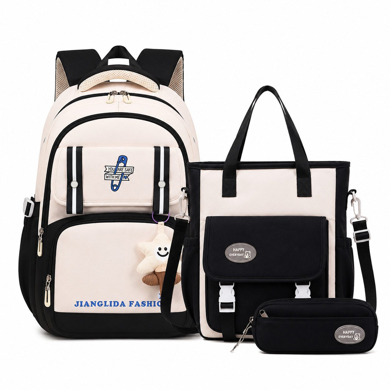 MOPUEA Schulrucksack Schulrucksack-Set Jungen Teenager coole Camouflage-Büchertaschen (3-tlg), Rucksack Wasserabweisend mit Lunchbox, Federmäppchen, 3-teilig