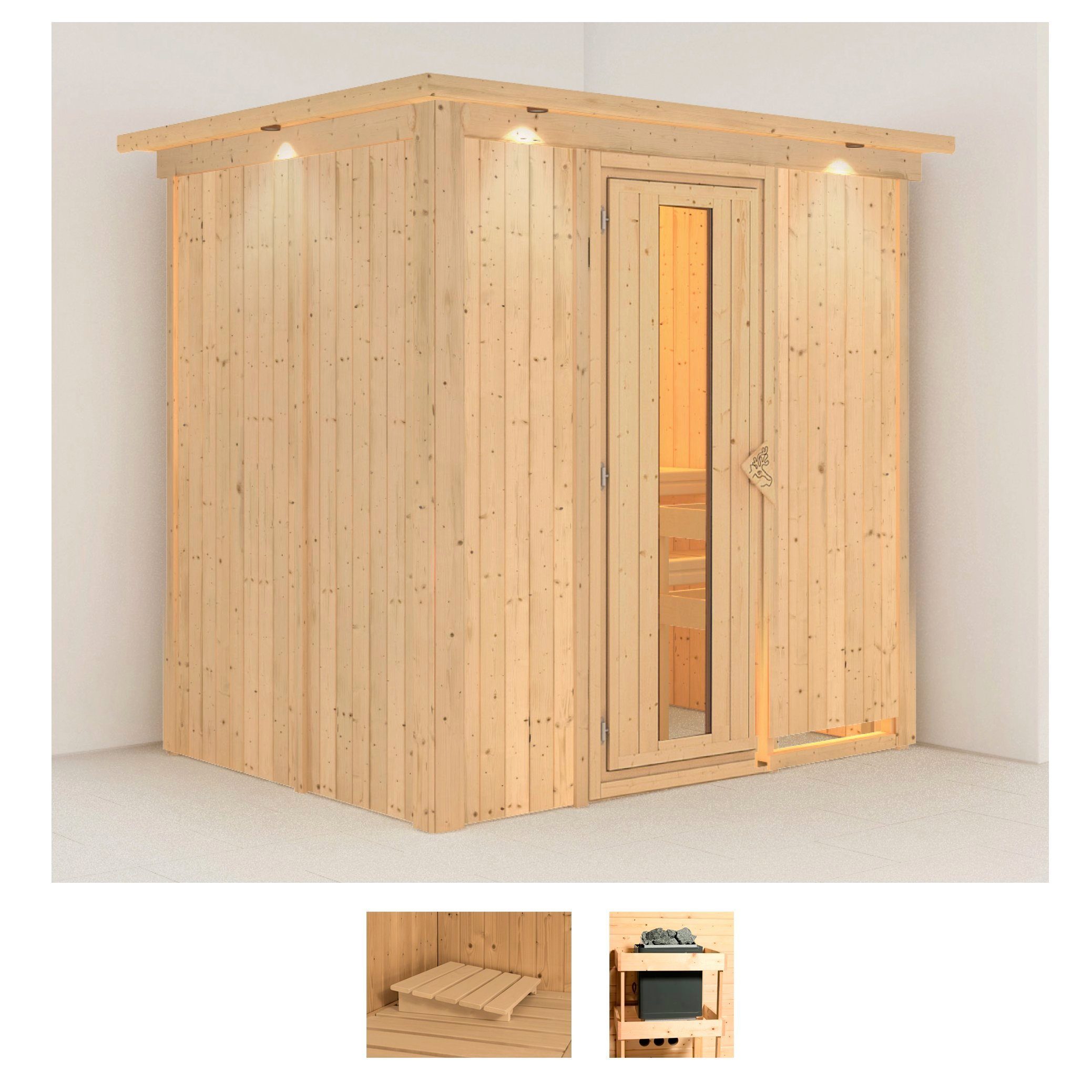 Karibu Sauna Bedine, BxTxH: 210 x 165 x 202 cm, 68 mm, (Set) ohne Ofen