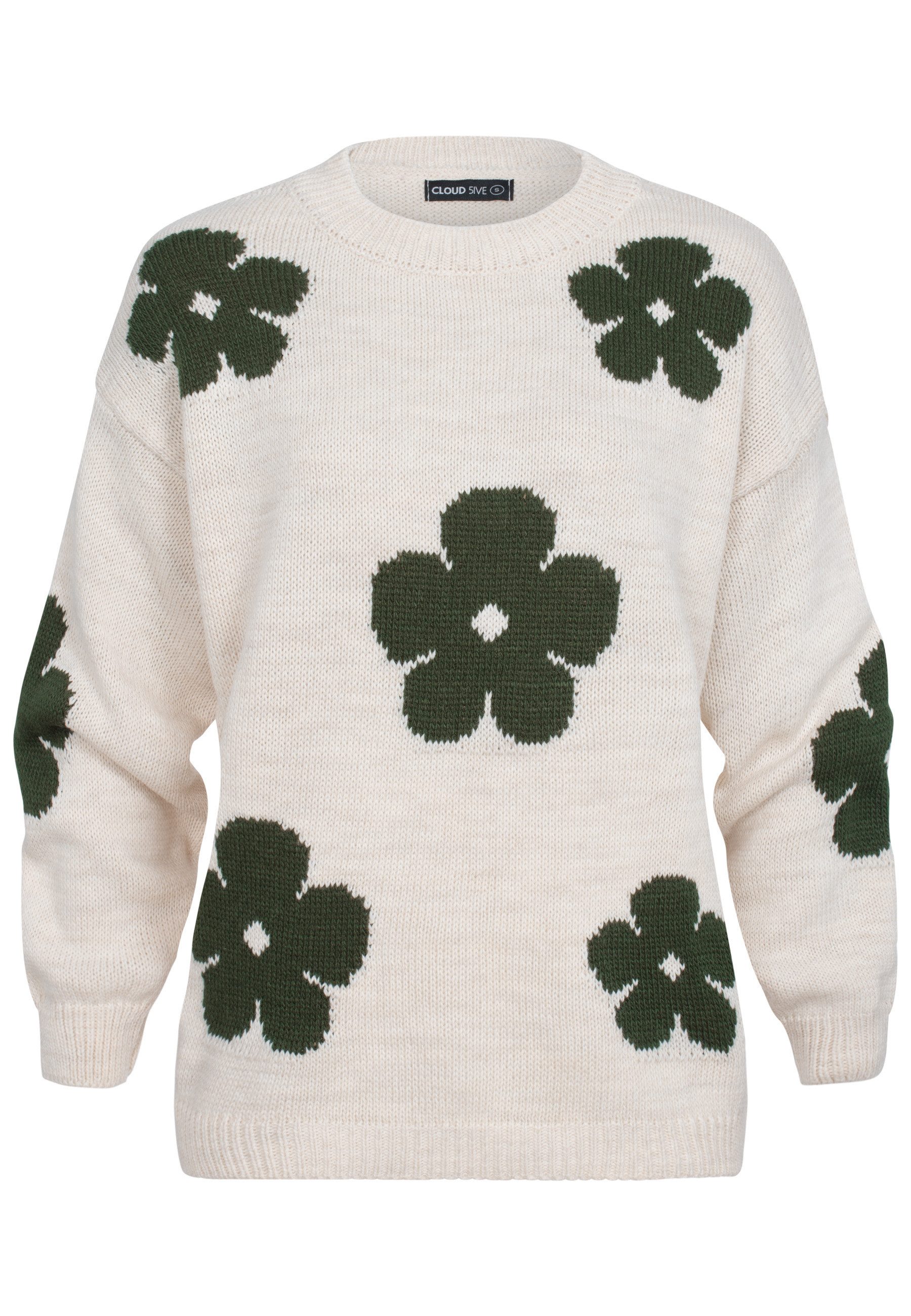 Fleecepullover CLOUD 5IVE Cloud 5ive Crewneck Knit Sweater with Flowers