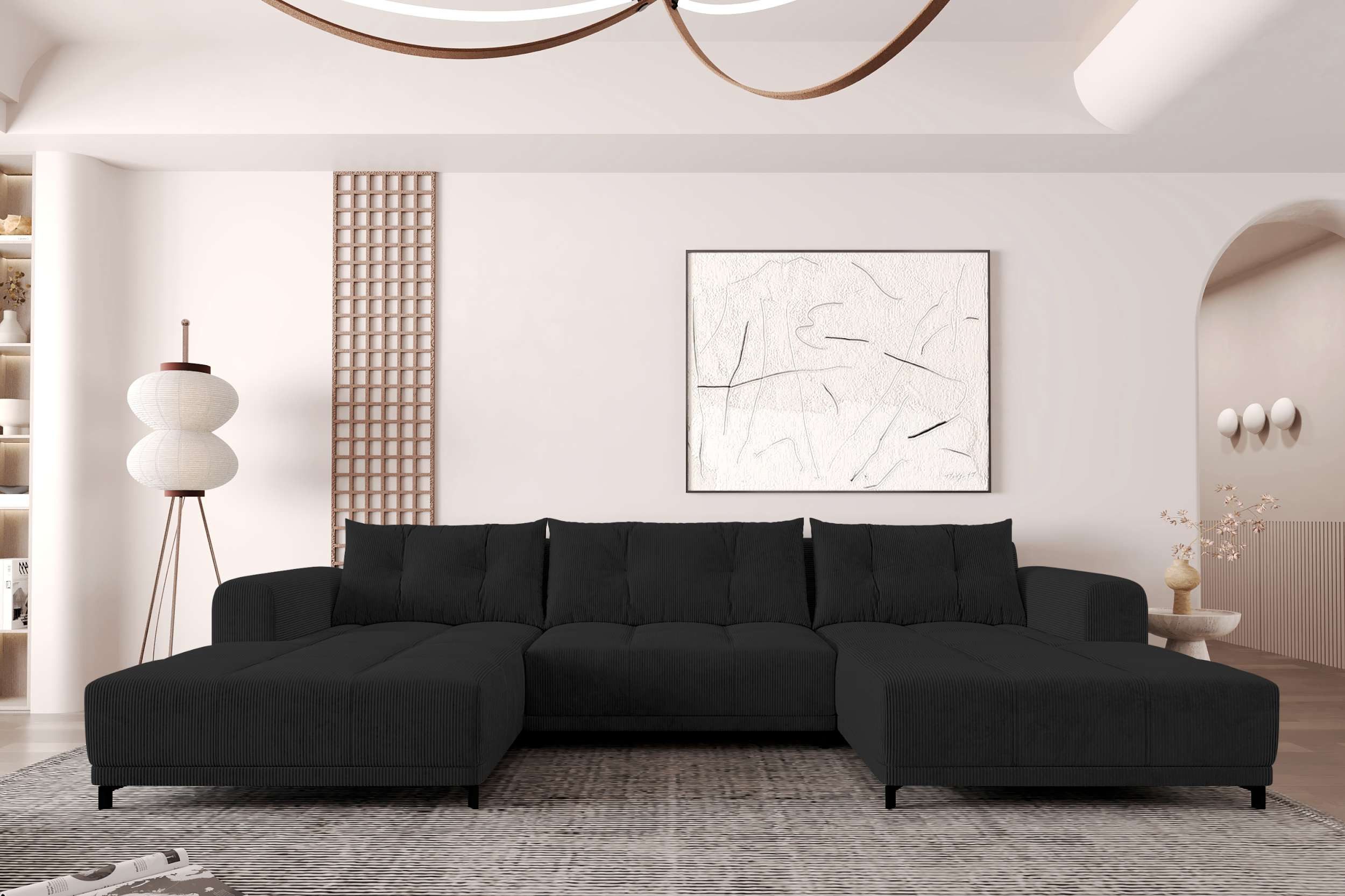 99rooms Wohnlandschaft Massimo, Sofa, U-Form, mit Schlaffunktion, Rundumbezug, in Cordstoff POSO