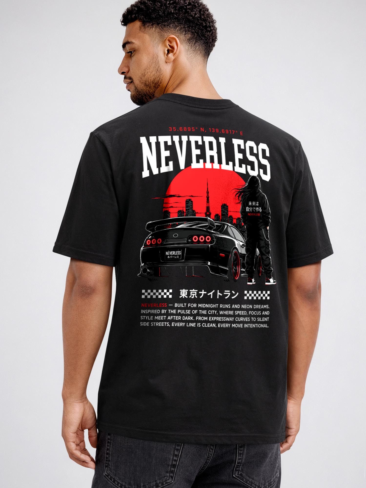Neverless Oversize-Shirt Herren T-Shirt - Japan Design Tokyo Drift - Relaxed Fit Printshirt mit Print – Bild 2 von 5