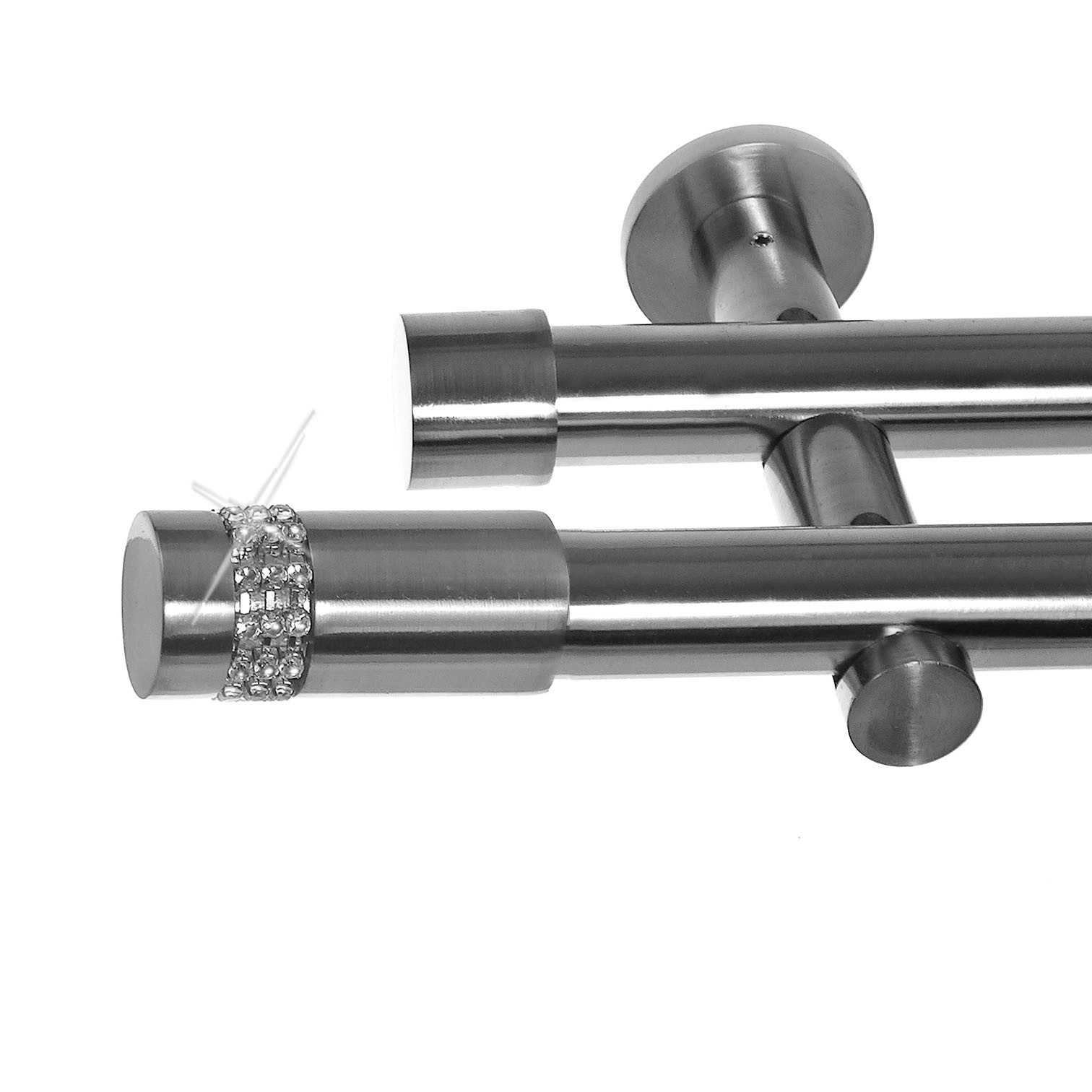 BASIT Gardinenstange Edelstahloptik 20mm mit Wandträgern günstig online kaufen