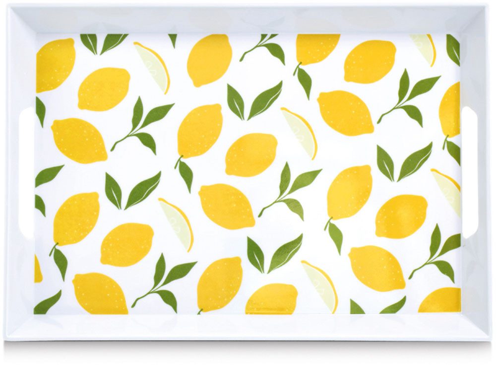 Zeller Present Tablett Melamintablett "Lemons", Melamin, sommerliches Motiv, Tragegriffe, 34,8x50 cm
