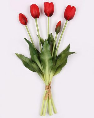 Kunstblumenstrauß Silikontulpen, rot, wie lebendig, Strauß von 5 Stück, Sarcia.eu