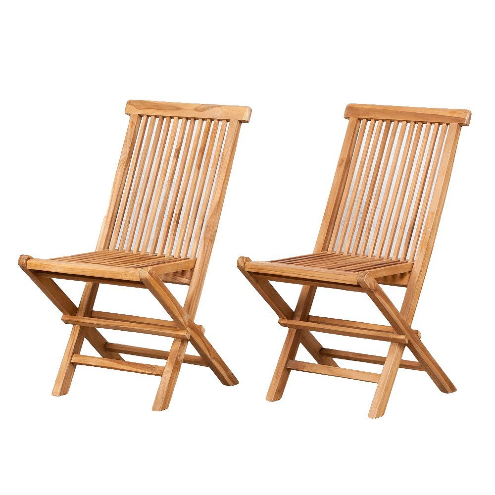 LebensWohnArt Gartenstuhl 2tlg. Teak Klappstuhl-Set KURSI günstig online kaufen