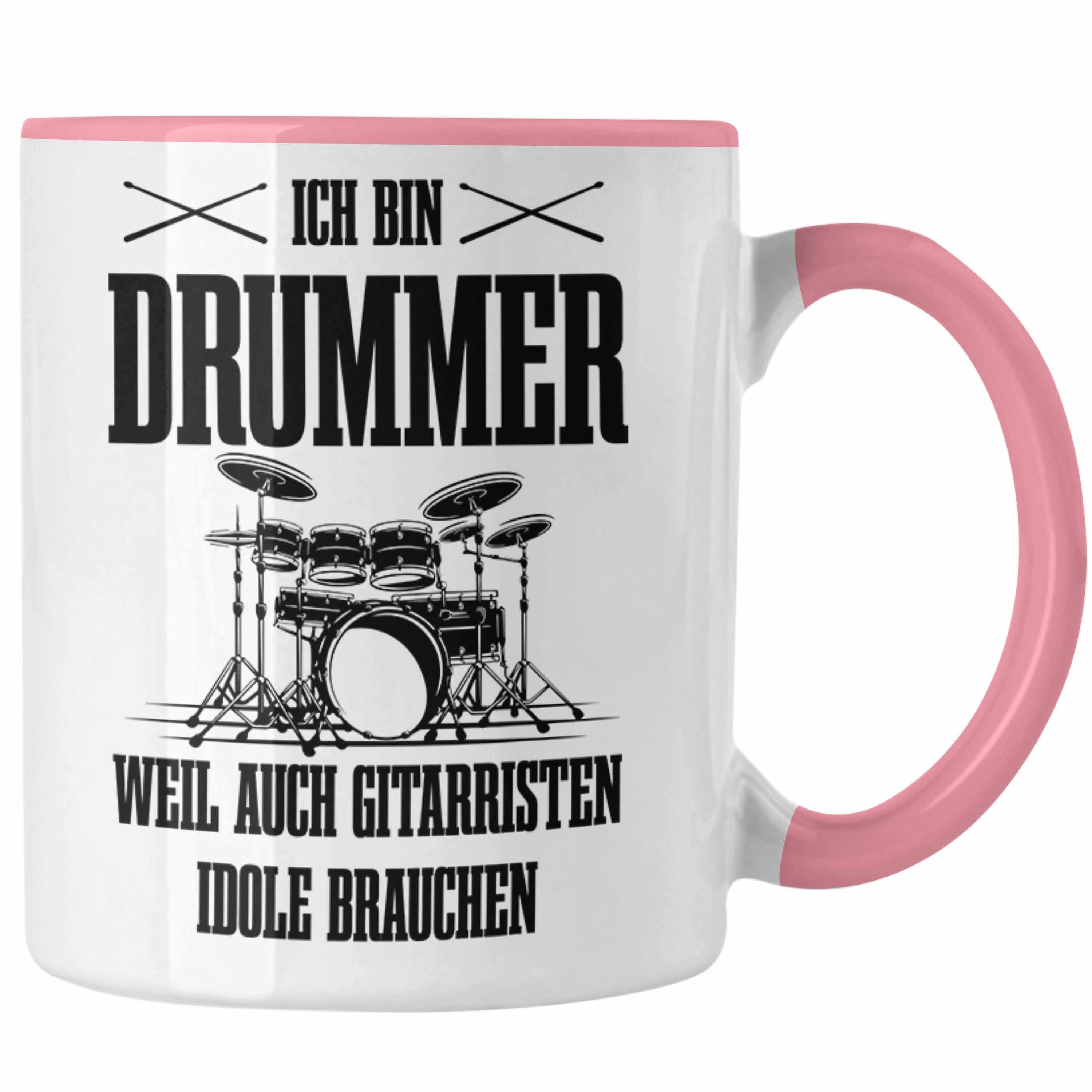 Trendation Tasse Drummer Tasse Geschenk Schlagzeugspieler Geschenkidee Spruch Weil Auc Rosa