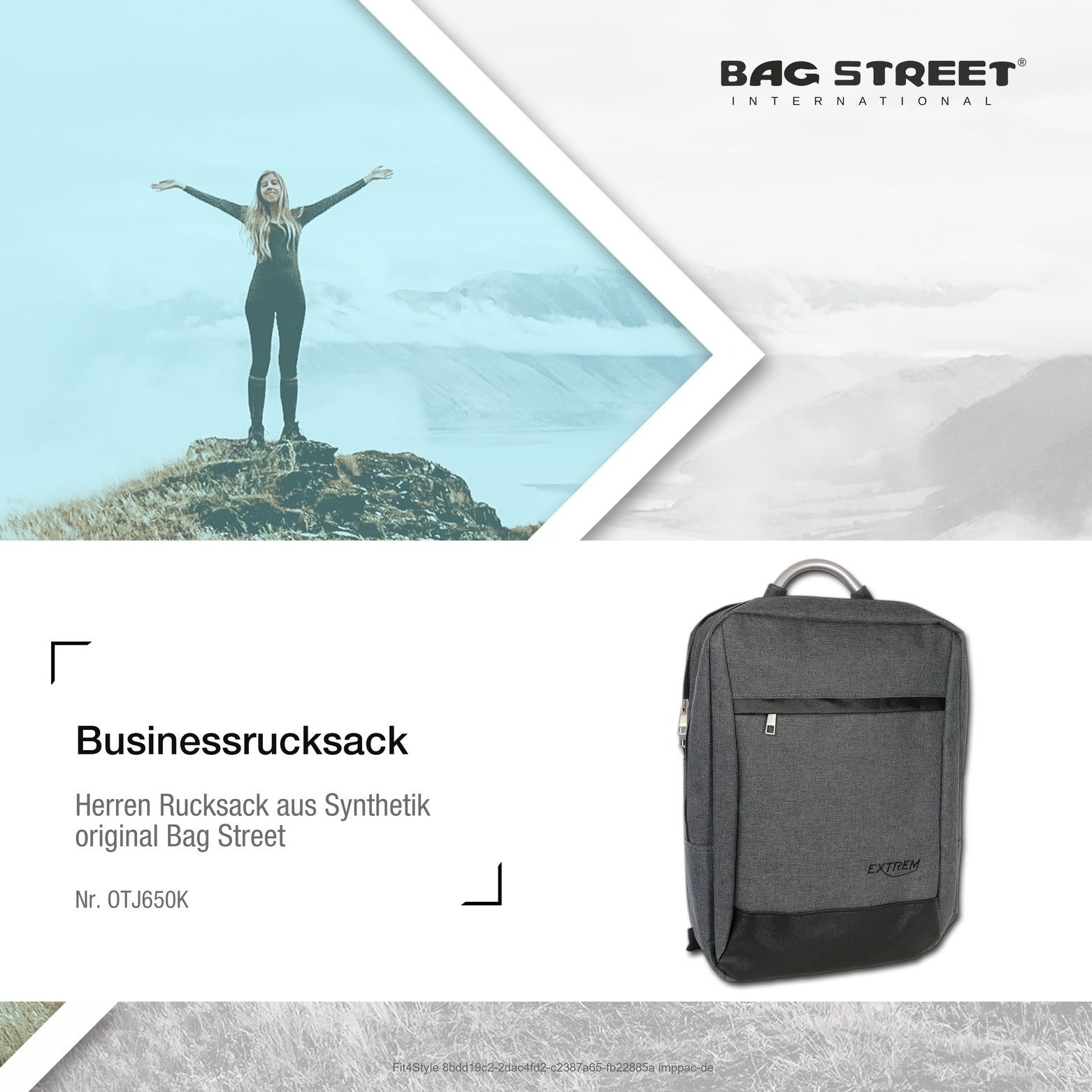 Synthetik, (Businessrucksack), Damen 40cm grau Bag Rucksack Businessrucksack 29cm STREET Street ca. ca. Herren BAG x Notebooktasche