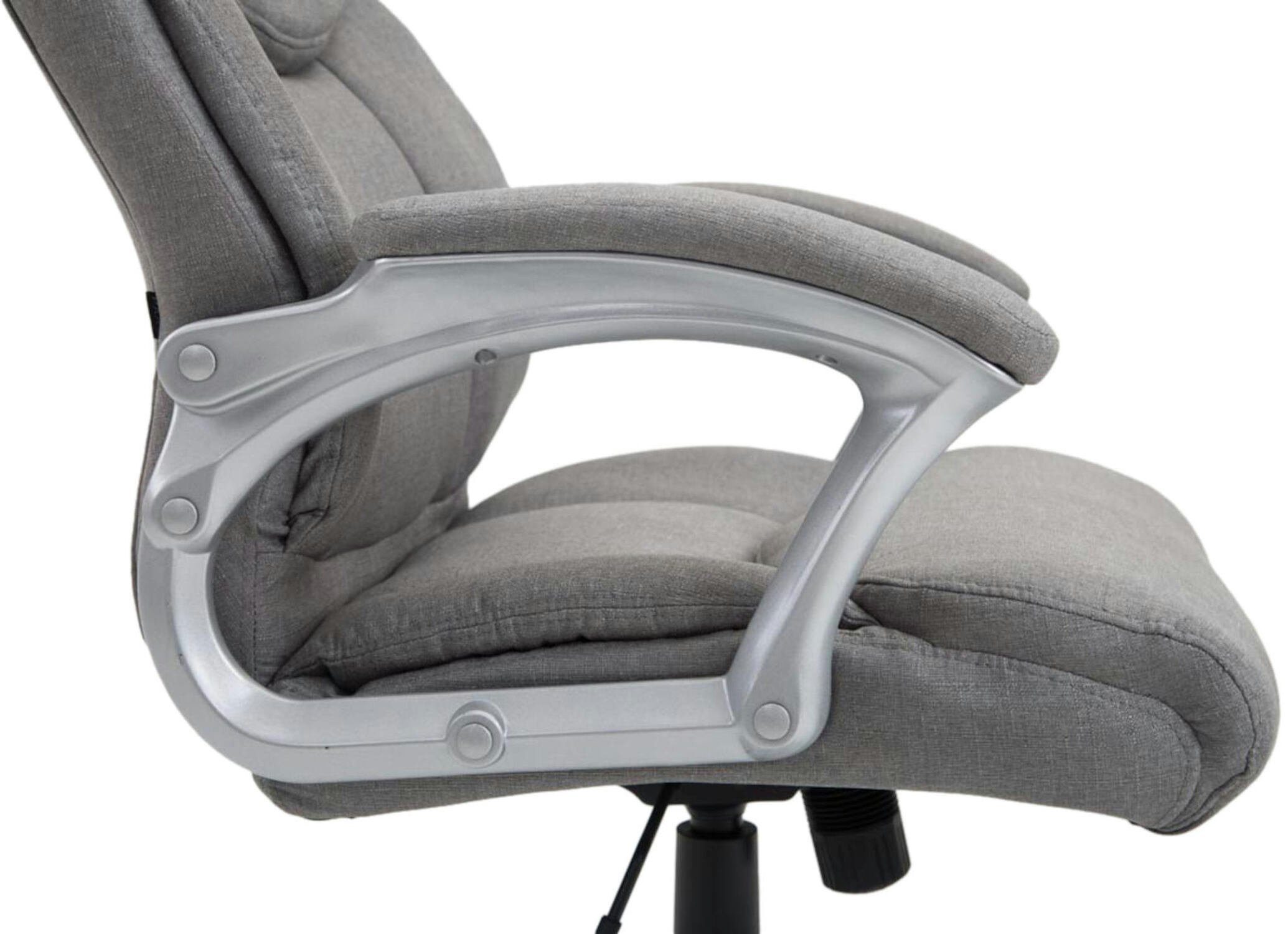 Sitz: bequemer 2 Bürostuhl und grau 360° Chefsessel, mit - Gestell: Kunststoff Stoff - silber (Schreibtischstuhl, Texum TPFLiving drehbar Drehstuhl, XXL), Rückenlehne höhenverstellbar Bürostuhl
