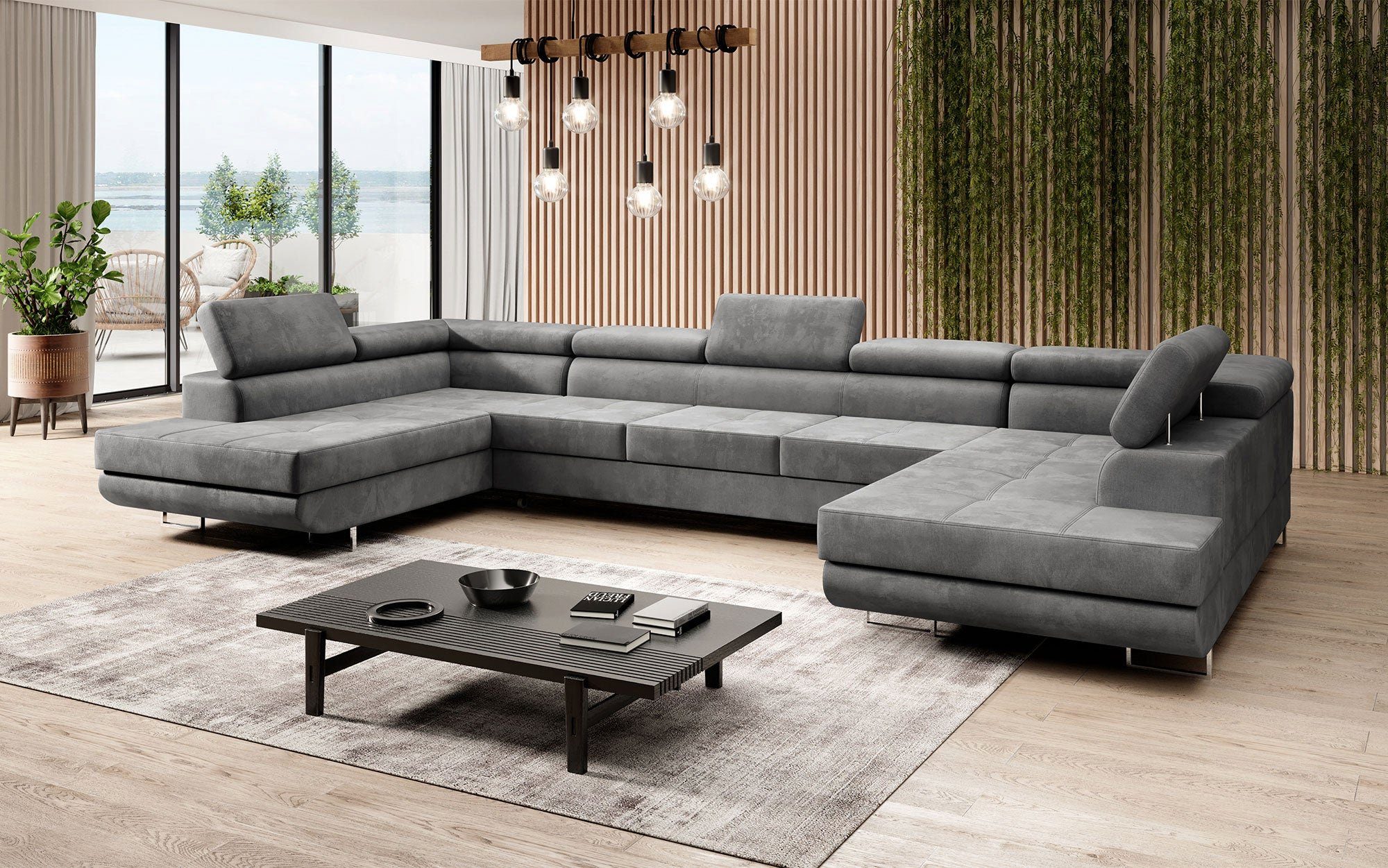 Baidani Sofa Sofa Taormina in Samt, mit Stauraum und Schlaffunktion