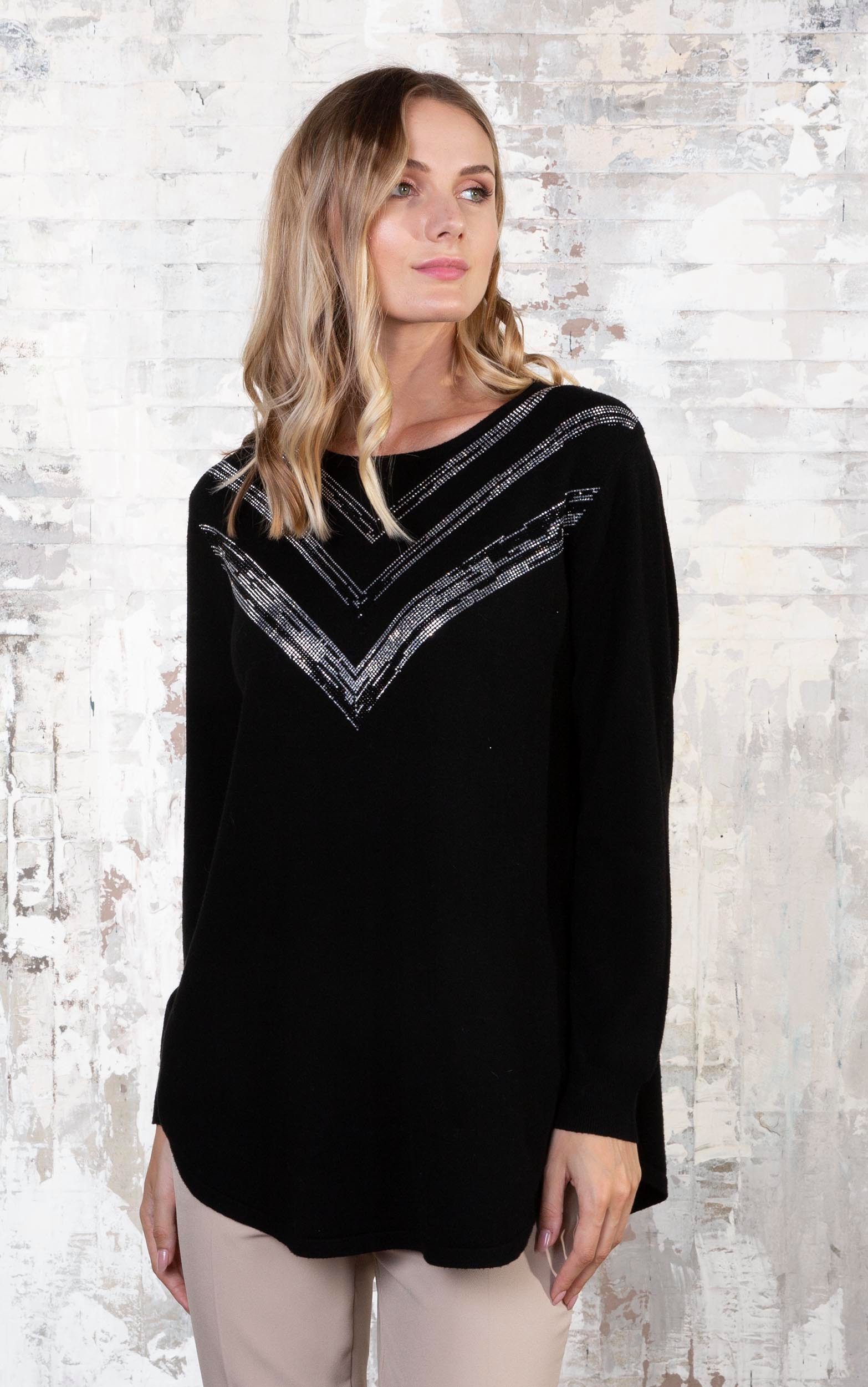 Passioni Strickpullover mit geometrischem Glitzermuster günstig online kaufen