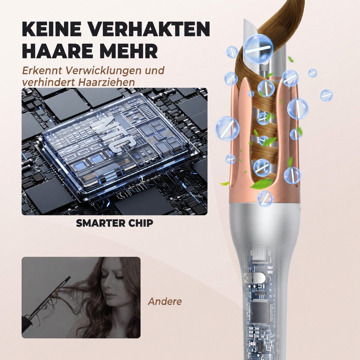 UKLISS Lockenstab Pro Automatischer Lockenstab 32 mm, Automatischer Haarwickler, mit 3 Temperaturstufen für langanhaltende Locken & Beach Waves – Bild 5 von 5