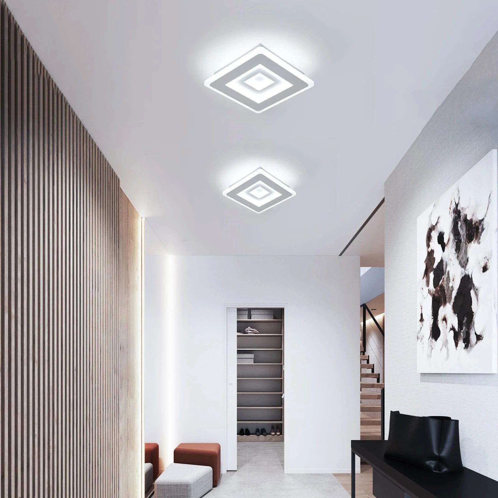 Riserva Deckenleuchten Ultradünne Quadratische LED Deckenleuchte Weiß 20cm 28W 6500K, LED wechselbar – Bild 5 von 5
