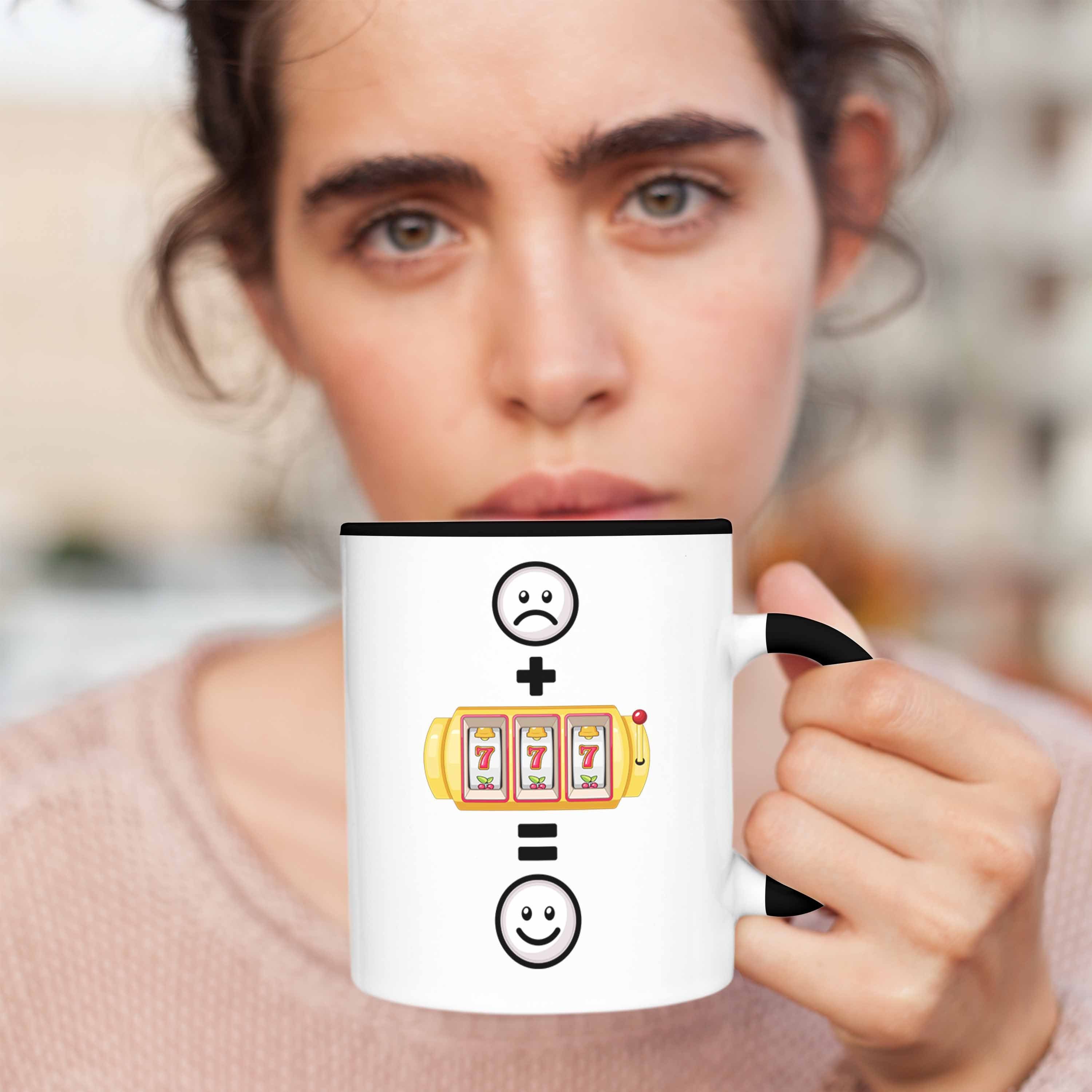 Trendation Glücksspiel für Casino Tasse Geschenk Fans Lustige Casino 777 Geschenk Schwarz Tasse