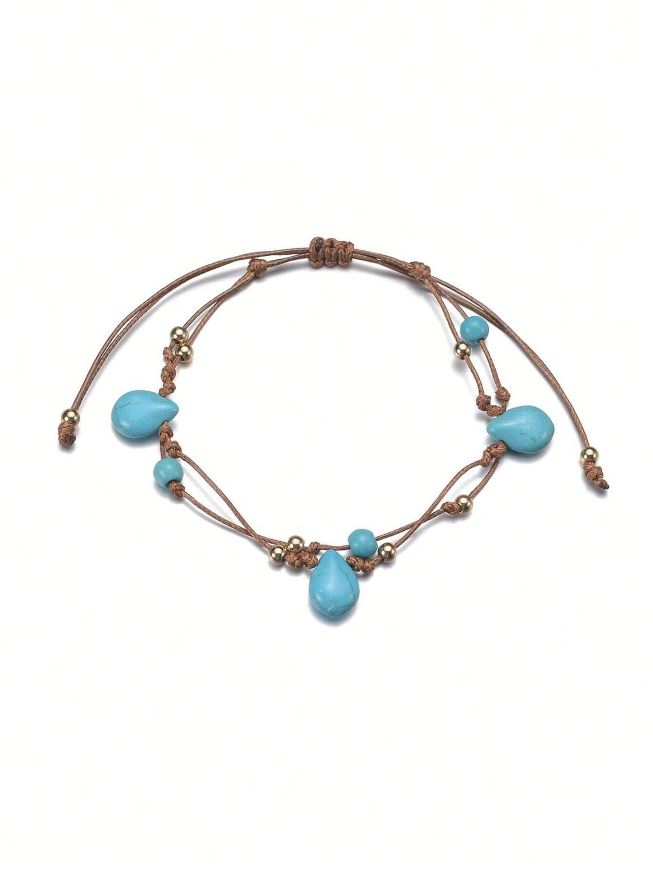 The Beauty House Fußkette mit Anhänger Doppellagiges Fußkettchen mit Türkis günstig online kaufen